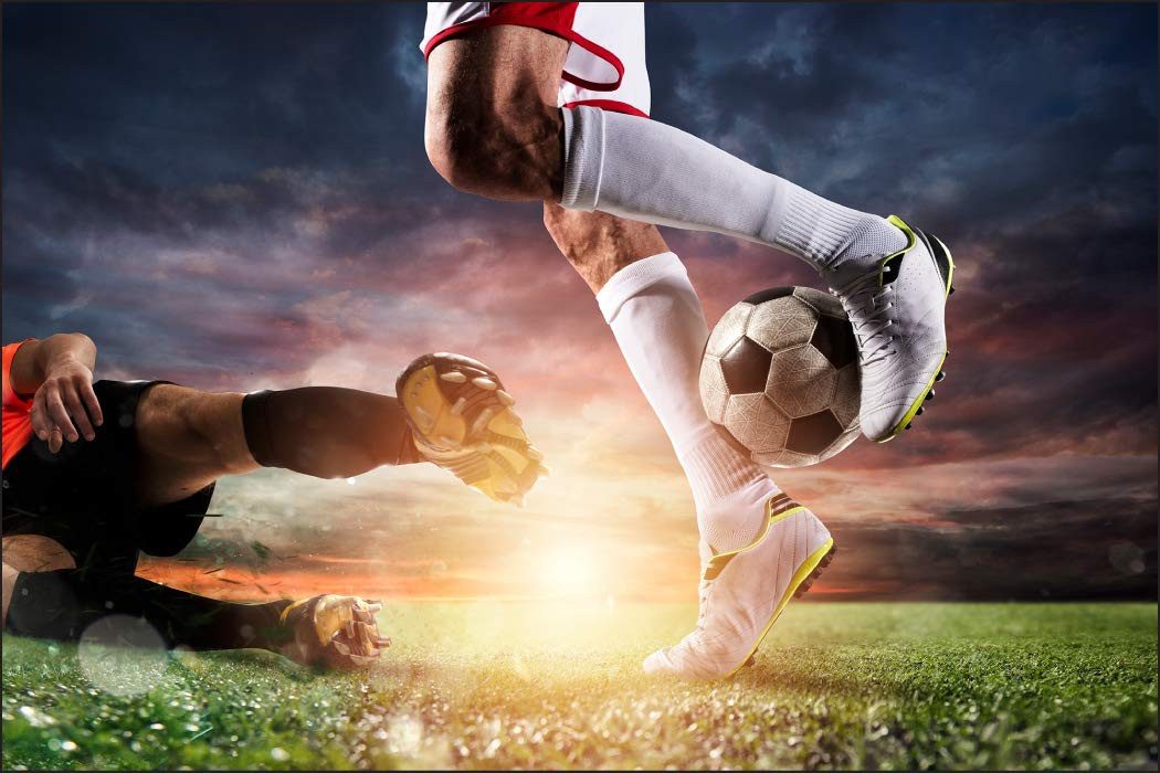 Muralo Fototapete Muster – Fototapete Wandtapete Vlies Wanddeko Wohnzimmer, bedruckt, Sport – Fußball – Ball, 135 x 90 cm, Vlies