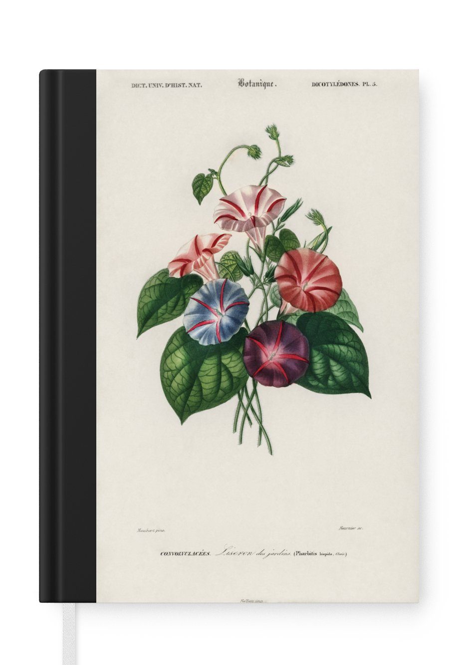 MuchoWow Notizbuch Blumen - Vintage - Blatt, Journal, Merkzettel, Tagebuch, Notizheft, A5, 98 Seiten, Haushaltsbuch