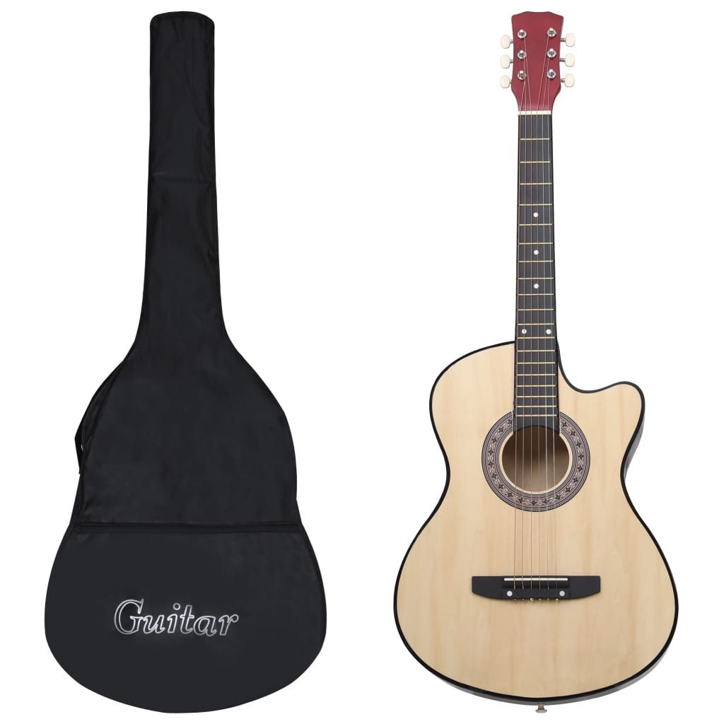 Akustikgitarre 12-tlg Western Akustik Cutaway Gitarren-Set mit 6 Saiten 38