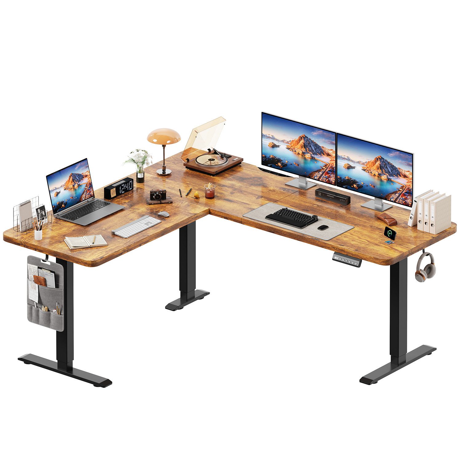 HOMALL Schreibtisch 160 x 140cm Eckschreibtisch Höhenverstellbarer Schreibt günstig online kaufen