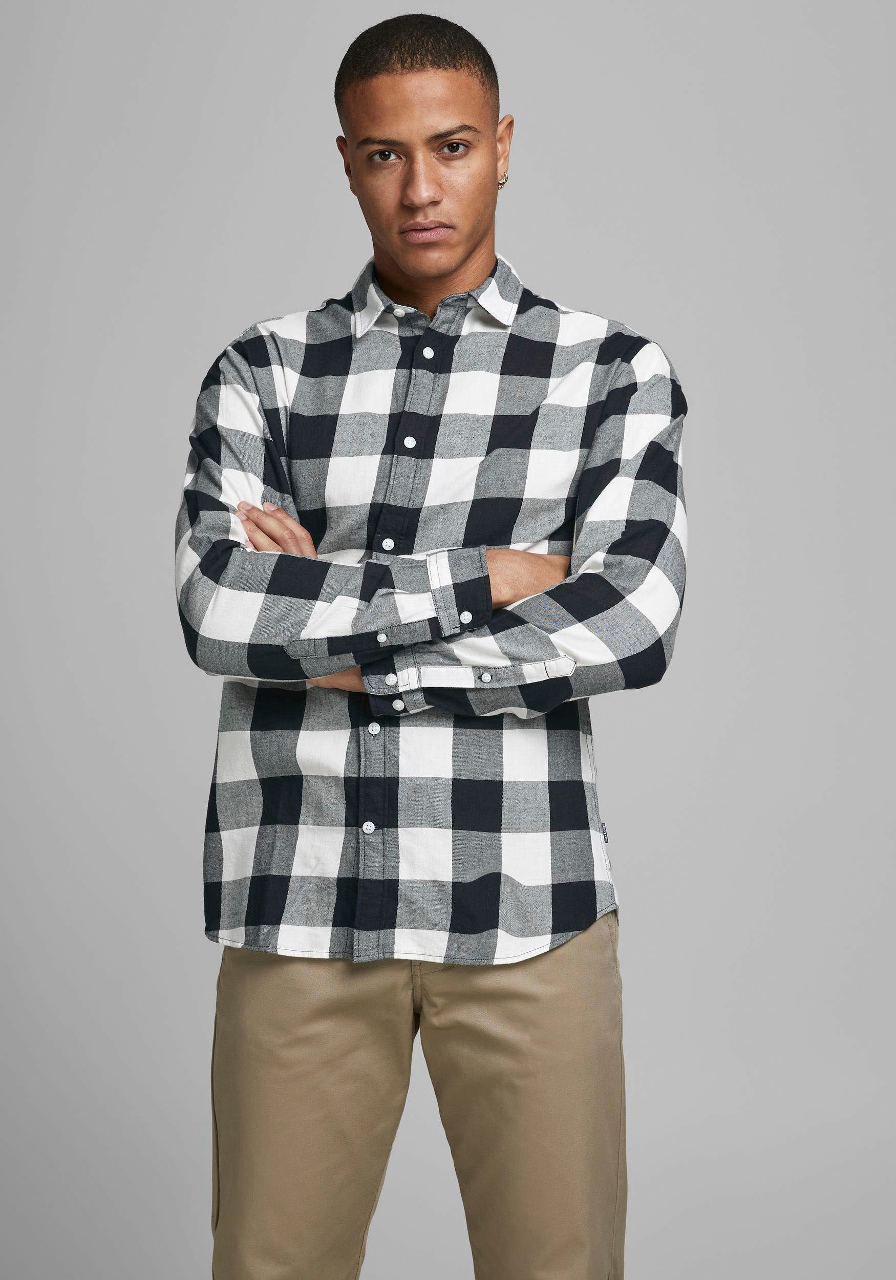 Jack & Jones Karohemd JJ JJEGINGHAM TWILL SHIRT L/