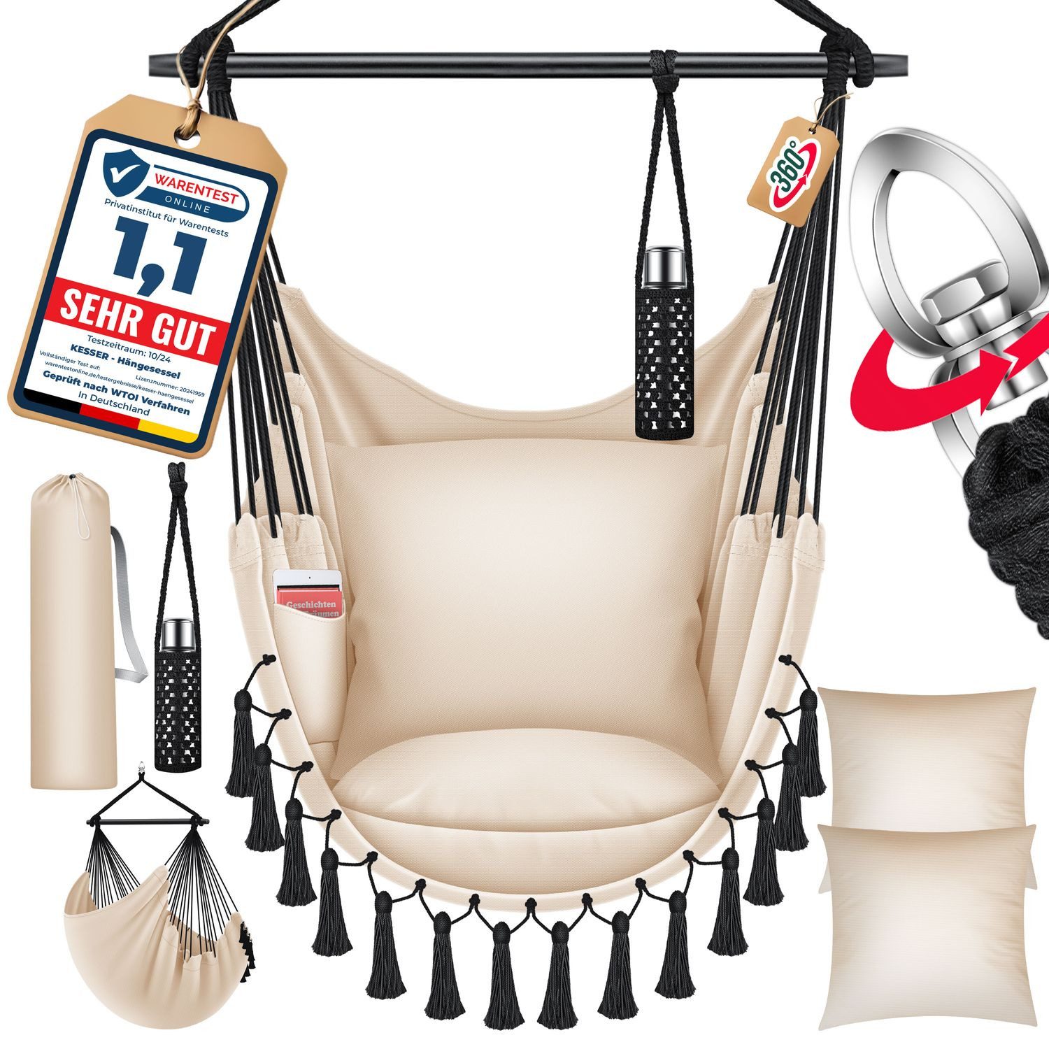 KESSER Hängesessel, Hängesessel mit Kissen Getränkehalter günstig online kaufen