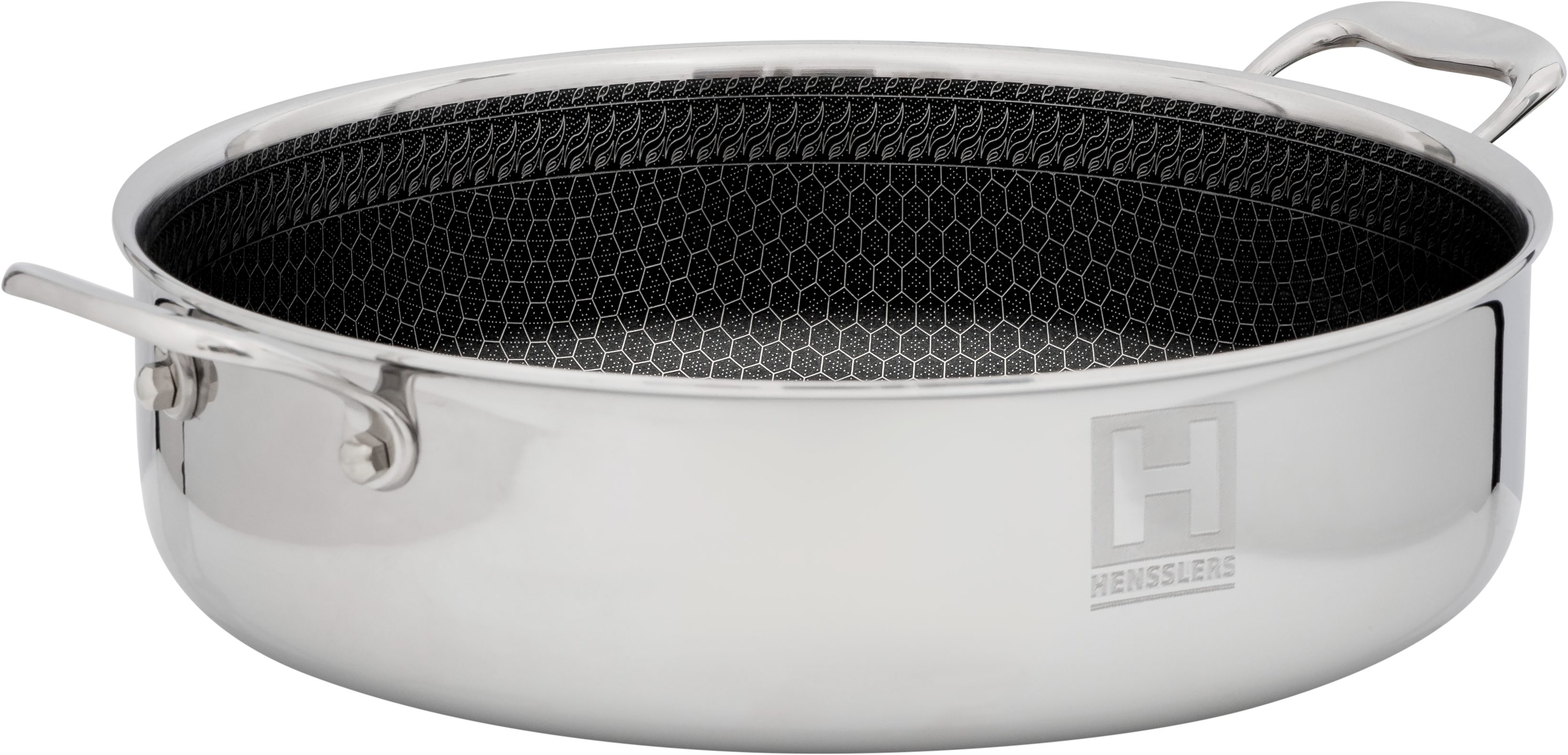 HENSSLERS Servierpfanne HENSSLERS Servierpfanne & Bräter inkl. Glasdeckel, Edelstahl (2-tlg), 3-Schicht Material mit Wabenstruktur