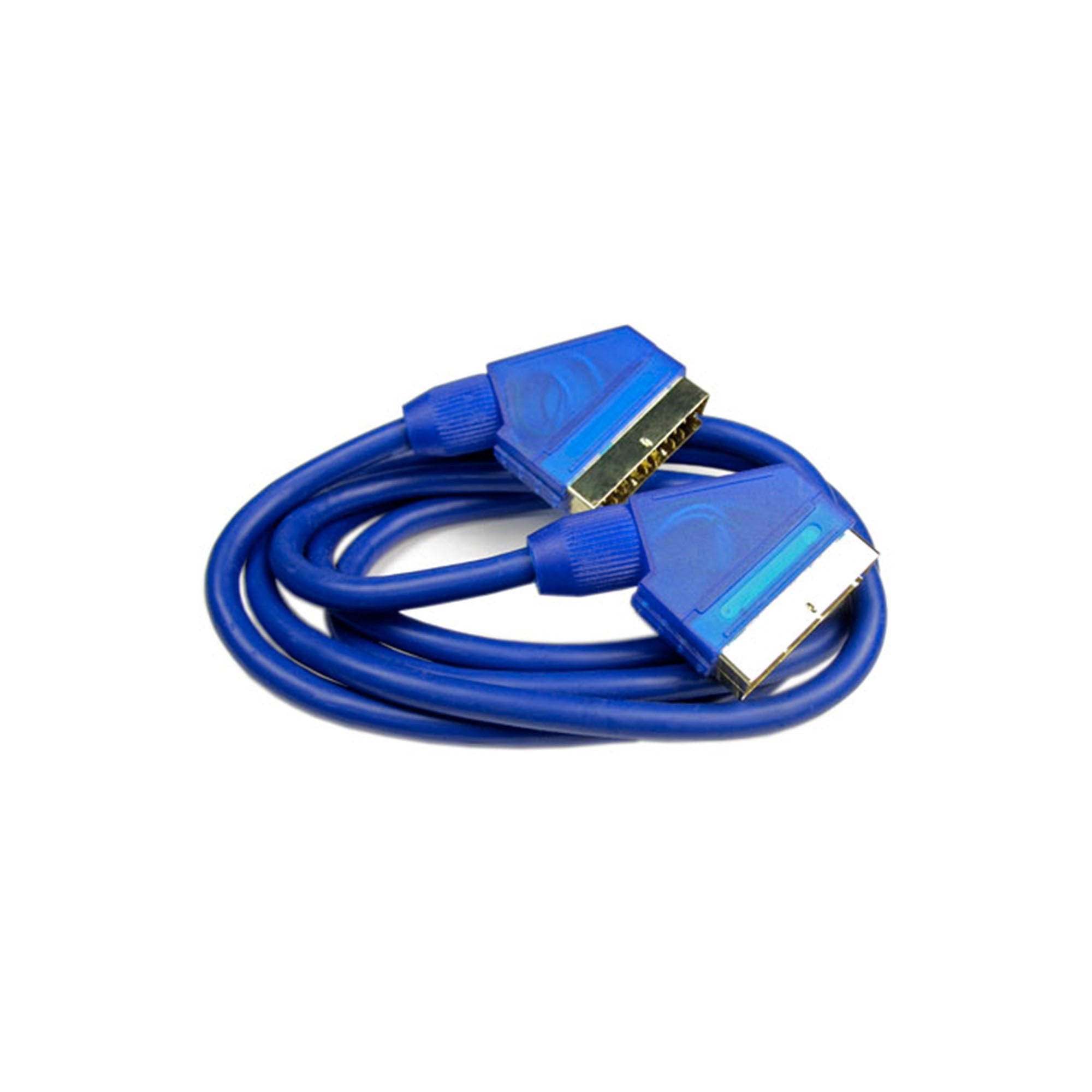 Scart-Kabel 5,0m blau, vergoldet, voll beschaltet, 21-polig HDMI-Kabel