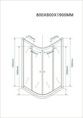 Fischer und Adamek Eckdusche Duschkabine EckViertelkreis Duschabtrennung Glas Rund5 cm Fulda, BxT: 80x80 cm, Teilsatiniert