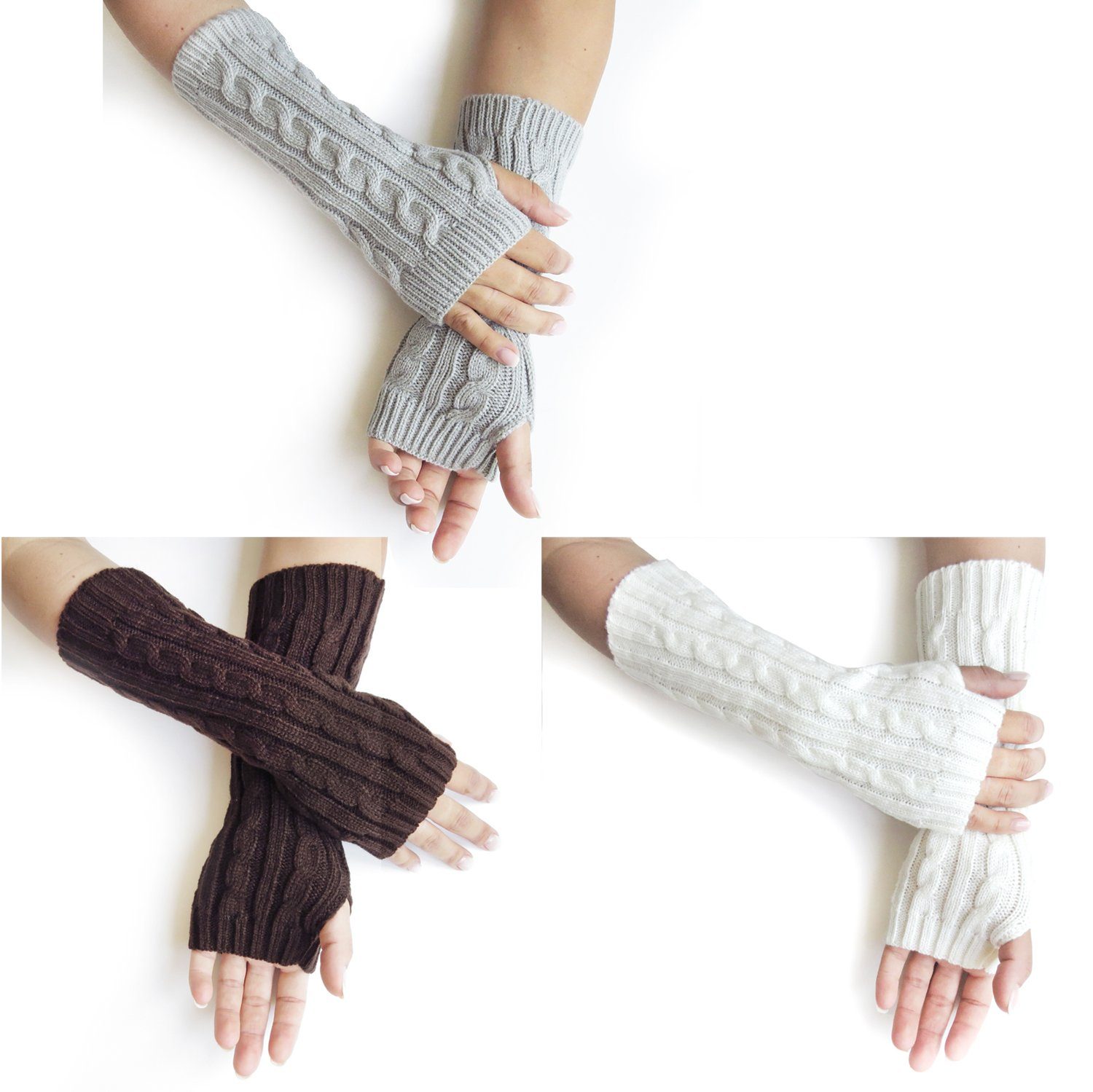 Handschuhe Gemütlich Strickhandschuhe Lang Armstulpe Sonia Uni braun Onesize Strick Originelli Größe: