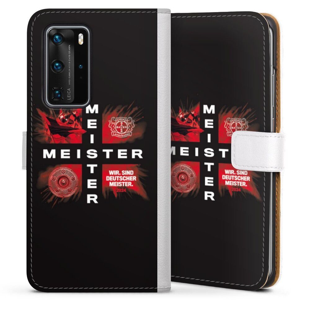 DeinDesign Handyhülle Bayer 04 Leverkusen Meister Offizielles Lizenzprodukt, Huawei P40 Pro Hülle Handy Flip Case Wallet Cover Handytasche Leder