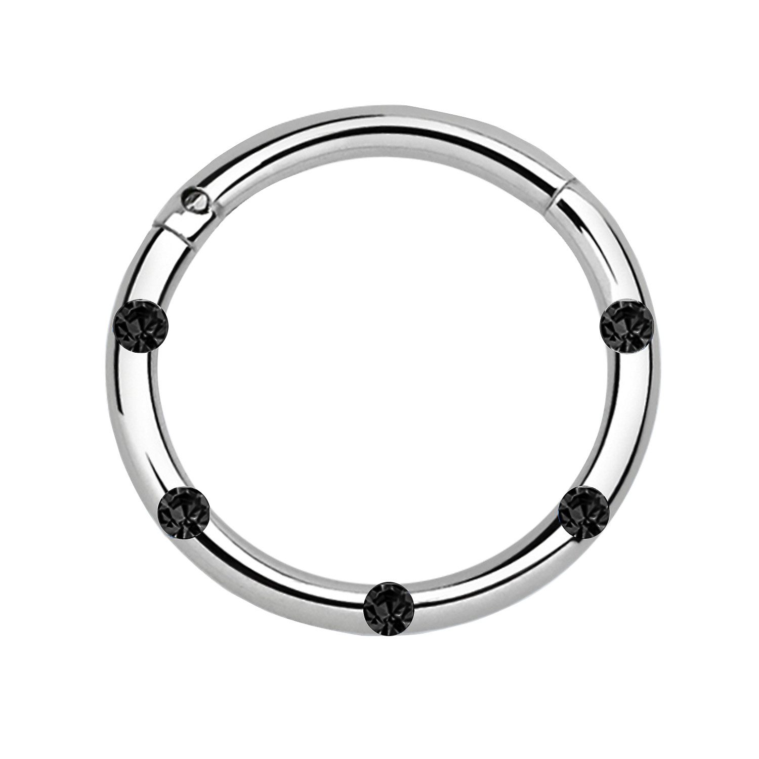 Nasenpiercing Septum Piercing Kritsallen besetzt Silber Schwarz 1,2mm x 6mm