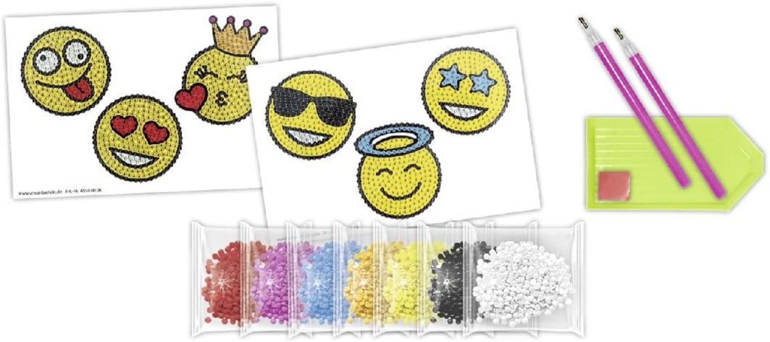 URSUS Malvorlage Diamond Painting Sticker Smileys - Kreatives Bastelset