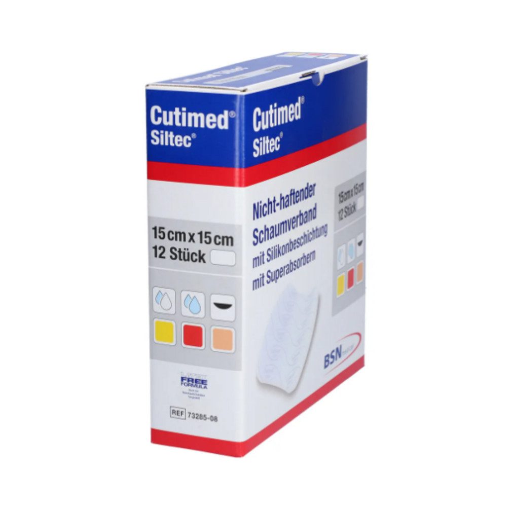 BSN medical GmbH Wundpflaster CUTIMED Siltec Schaumverb.15x15 cm nicht haftend (Spar Set, 12 St., Hautfreundlicher Schaumverband, Verbandswechsel schmerzfrei), Wundheilung fördern