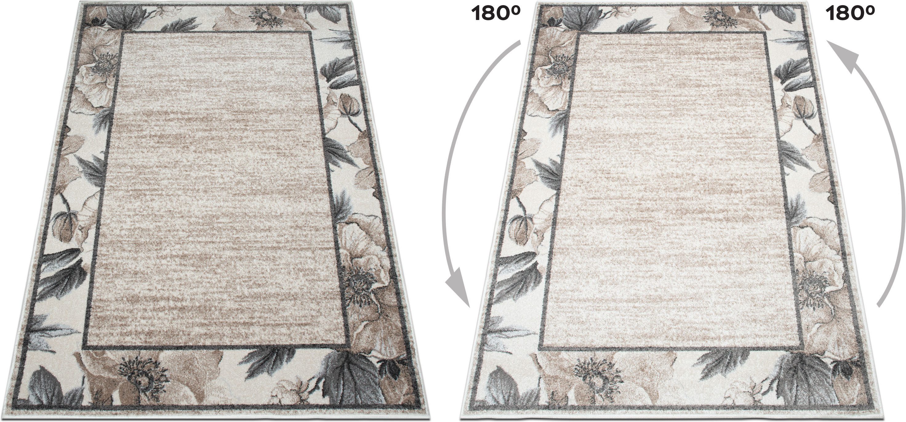 OTTO home Teppich Florent mit Rahmen, Blumen Design, rechteckig, Höhe: 9 mm, Floral, detailreiche Blüten, meliert, elegant, Wohnzimmer – Bild 4 von 5