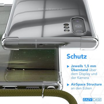 EAZY CASE Handykette Kette Clips Schwarz für Samsung Galaxy Note 10+ 6,8 Zoll, Handykette mit Band Cross Bag für Mann und Frau Festivalbag Olive Grün