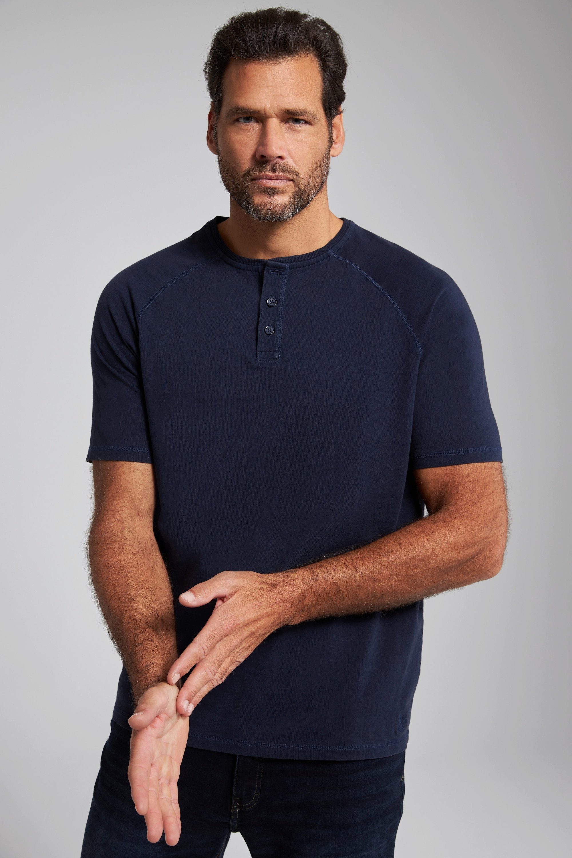 JP1880 T-Shirt T-Shirt Halbarm garment Flammjersey dyed nachtblau