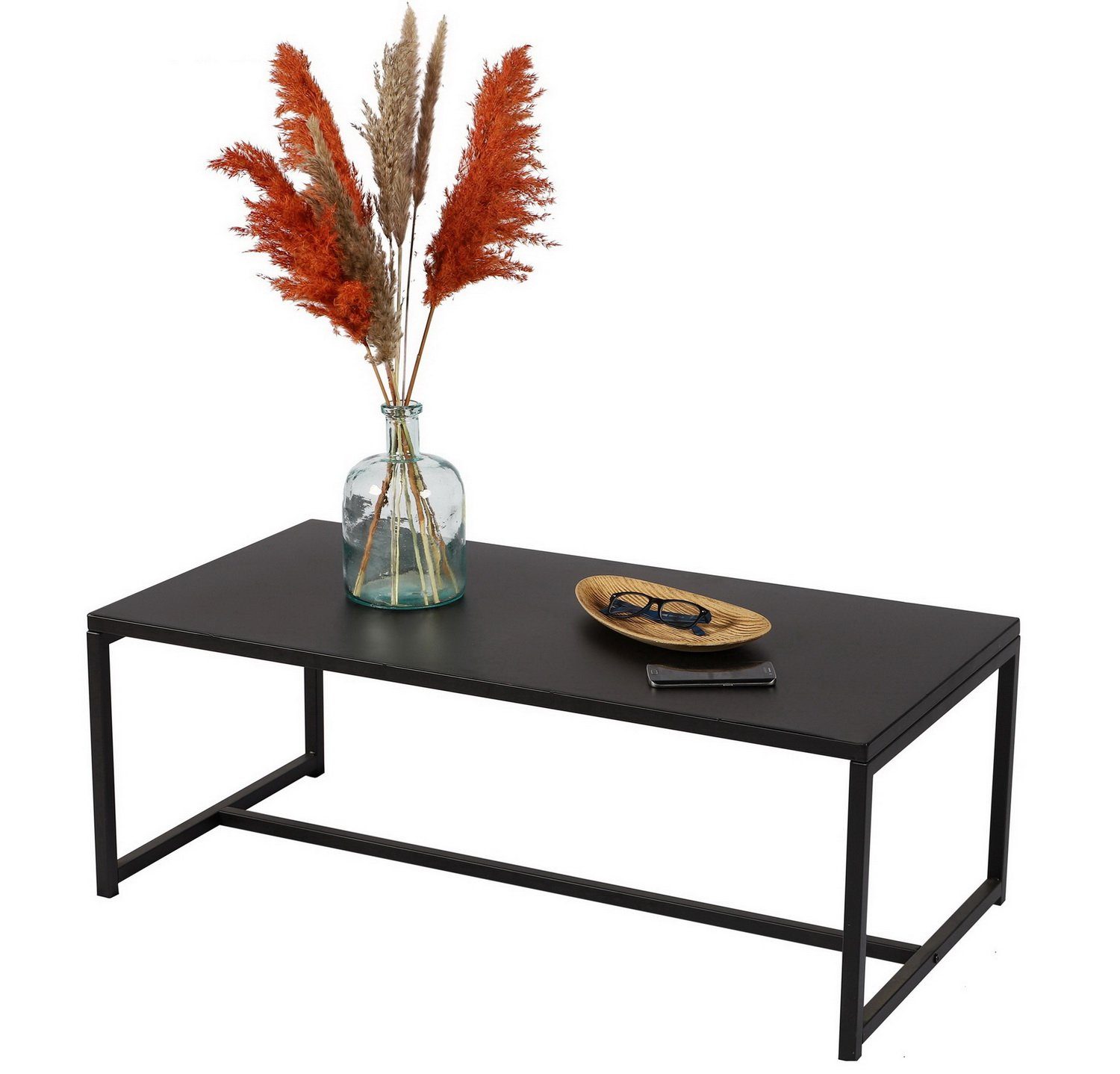 Urban Living Couchtisch MADISON Kaffeetisch Tisch Wohnzimmertisch Sofatisch (Metall Schwarz-Matt, 1-St., (LxBxH) 100 x 50 x 36 cm), max. Belastbarkeit bis 20 kg