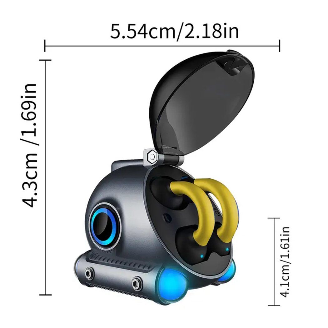 TUABUR Kabellose Funk-Kopfhörer U-Boot-Design, Kopfhörer: Clip-On Schwarz Touch-Bedienung, cooles