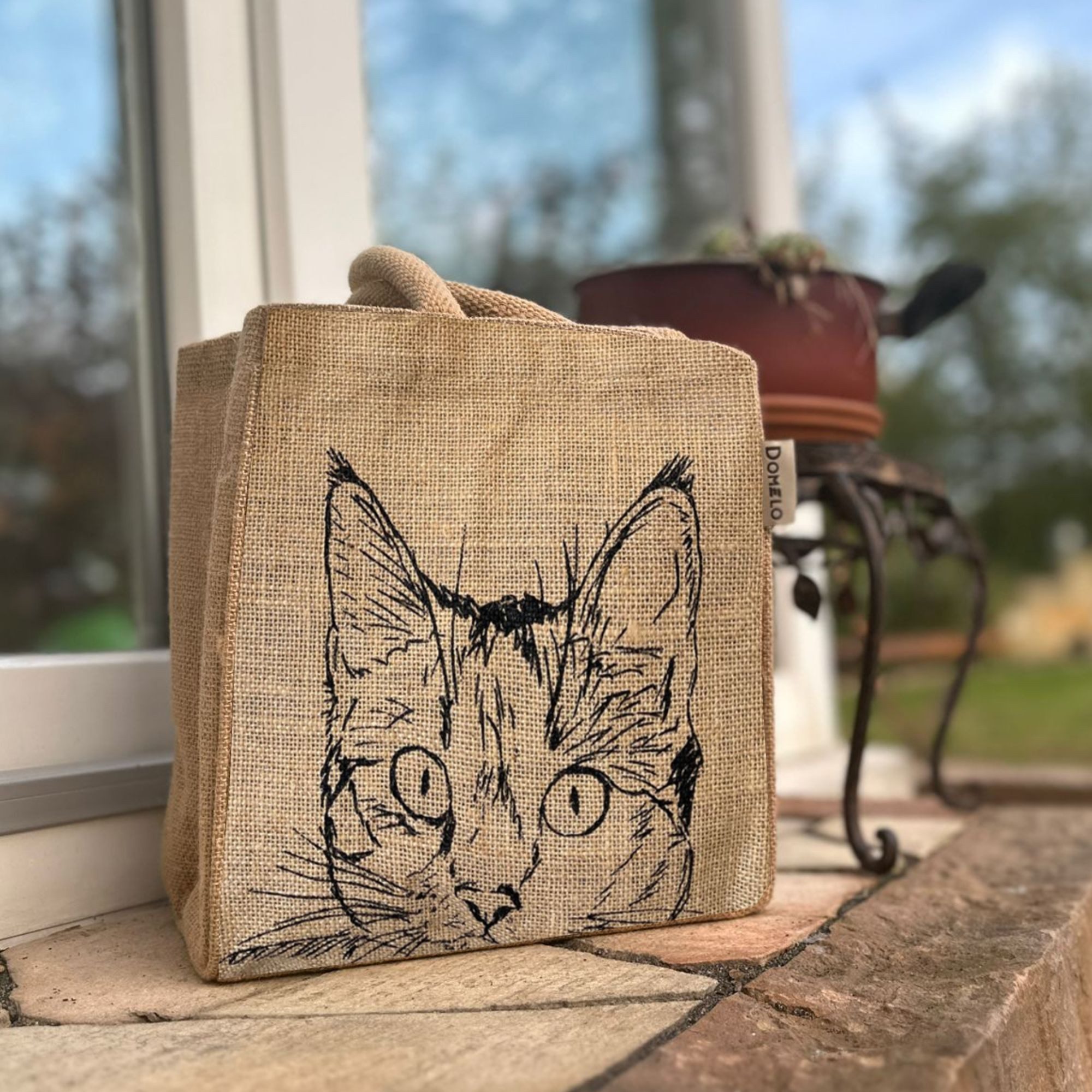 Domelo Handtasche Domelo Jute Handtasche kleine Jutetasche vegane mini Einkaufskorb, Deutsch Designer