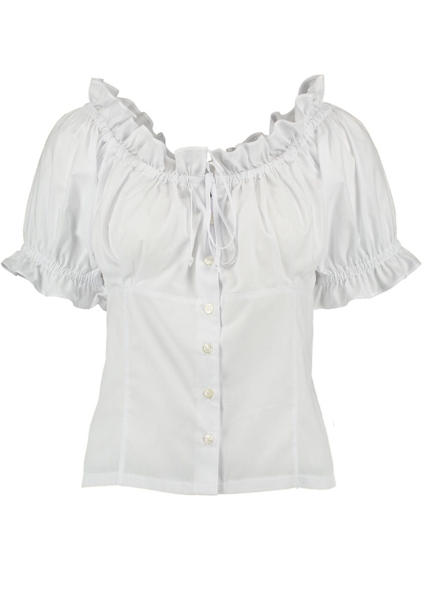 Damen Trachtenbluse Mit Puffärmeln - Weiße Bavarian Bluse Für Oktoberfest