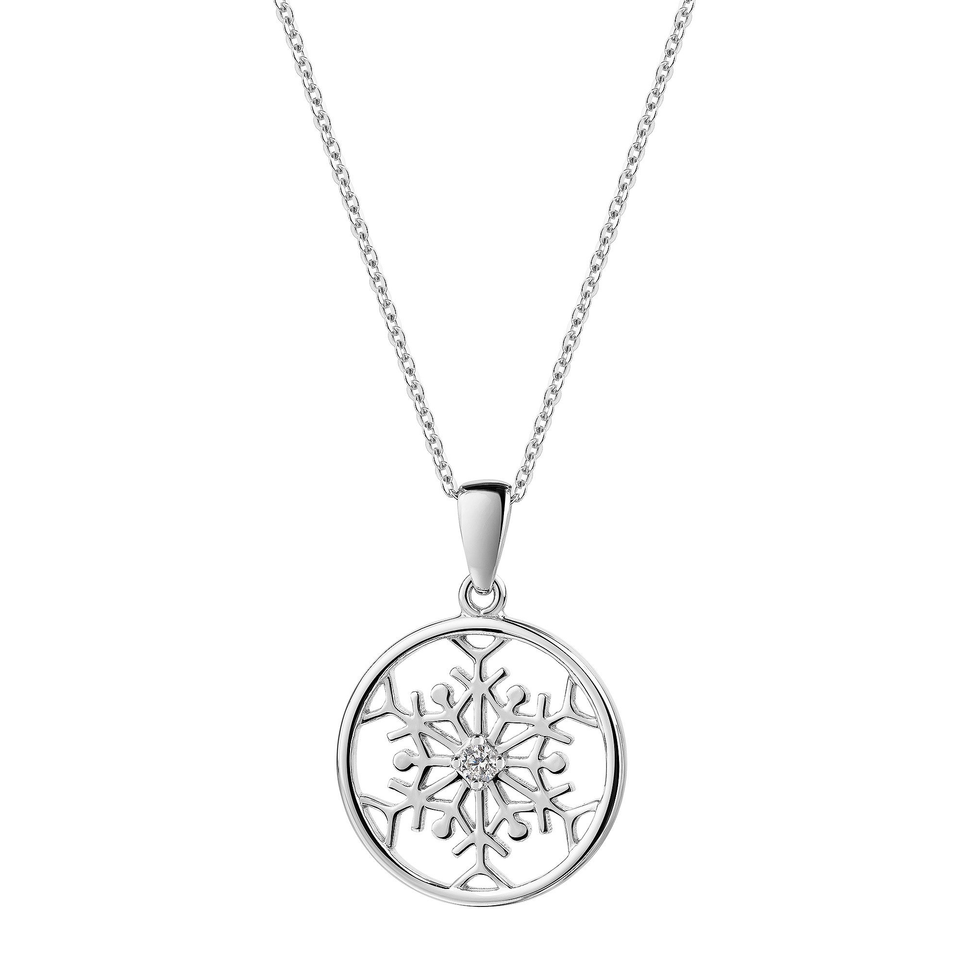 Firetti Kette mit Anhänger Schmuck Geschenk Silber 925 Halskette Eiskristall Schneeflocke, mit Zirkonia (synth)