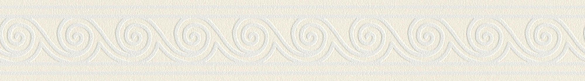 11, weiß/weiß Only glänzend, A.S. Création Tapete Bordüre Streifen, Borders abstrakt, strukturiert, Bordüre Wellen