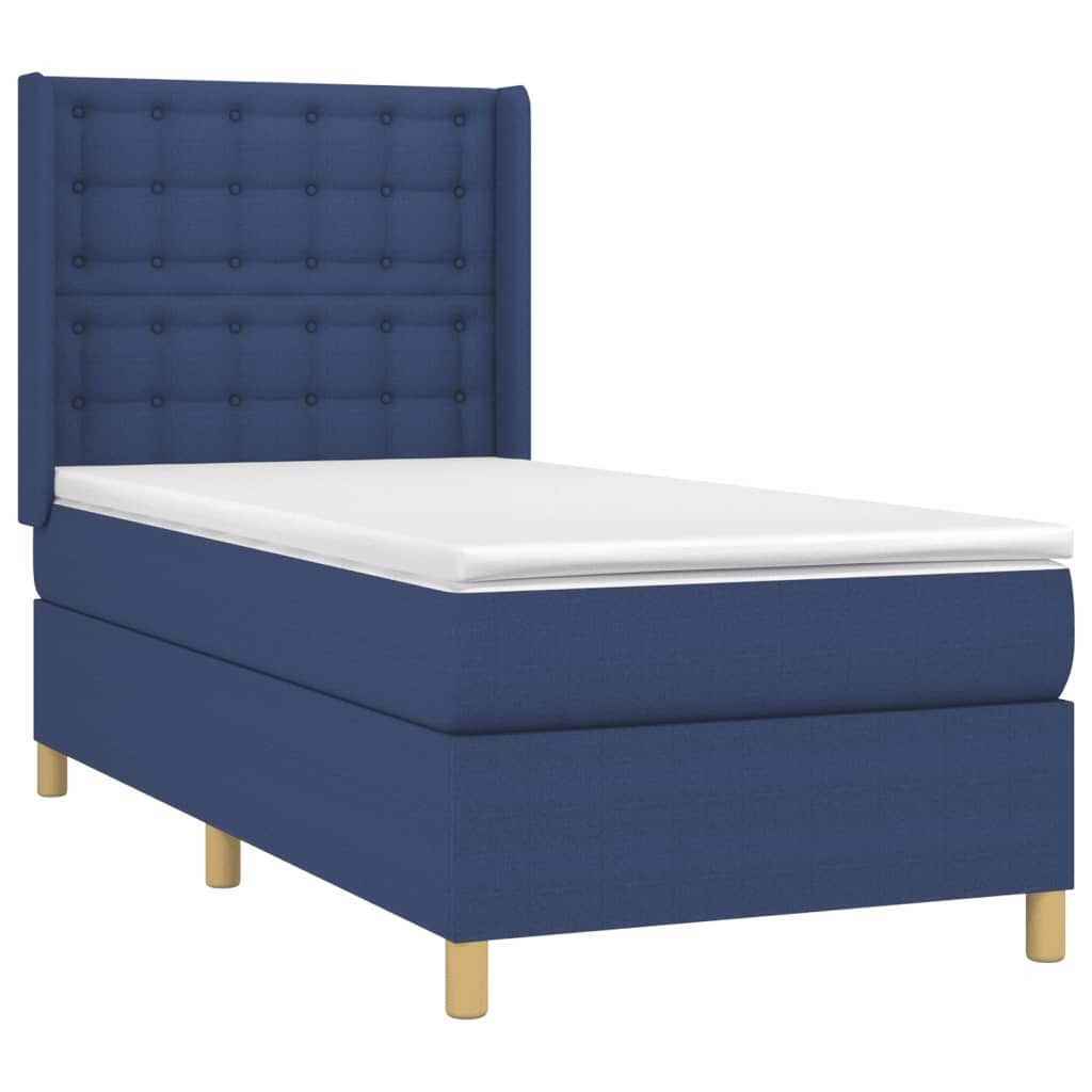 Bett Boxspringbett mit Matratze Blau 90x200 cm Stoff