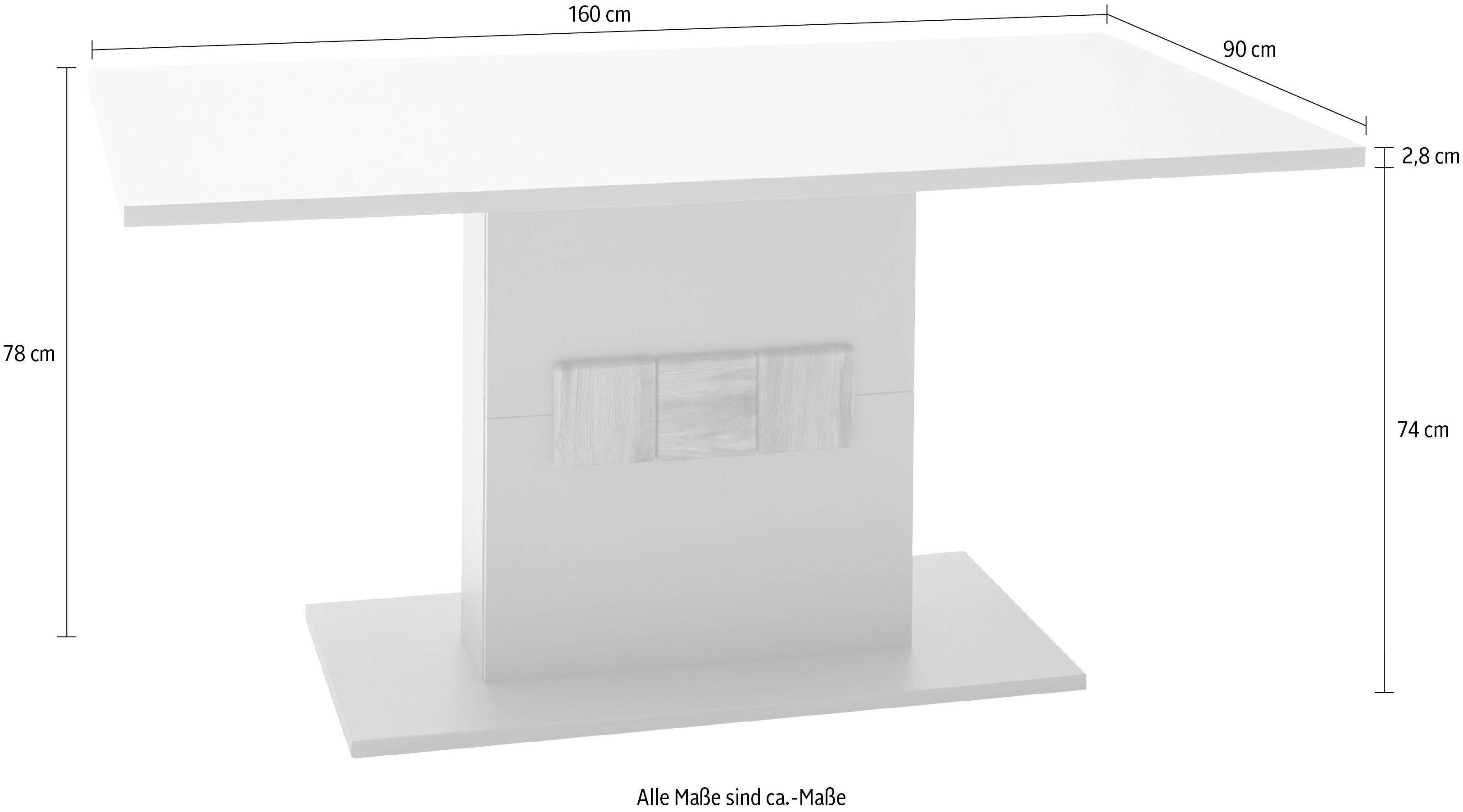 MCA furniture Arktis cm Esstisch 160 Zadar, breit Zertifiziert Tisch Grau, FSC