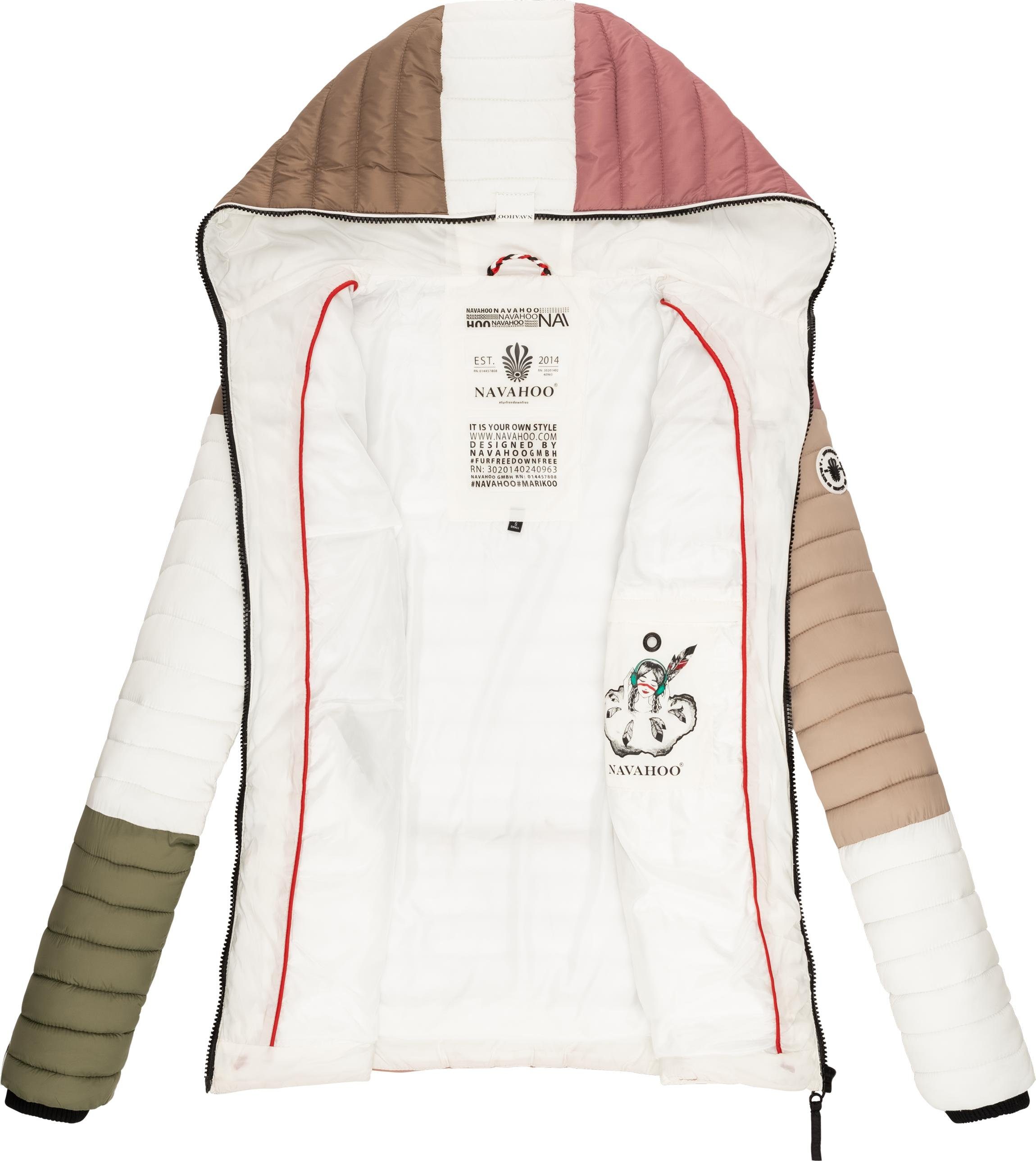 Navahoo Steppjacke m. Kapuze Übergangsjacke Multikulti stylische natur Colorblocking