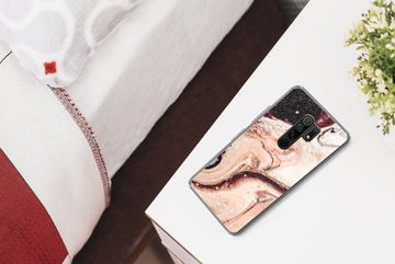 MuchoWow Handyhülle Stein - Marmor - Edelstein - Abstrakt - Natur - Rosa, Phone Case, Handyhülle Xiaomi Redmi 9, Silikon, Schutzhülle