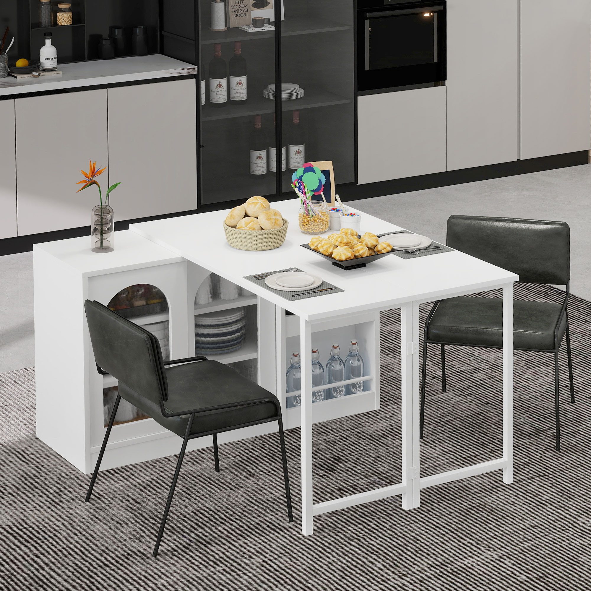 Flieks Bartisch mit Sideboard mit Glasschiebetüren günstig online kaufen