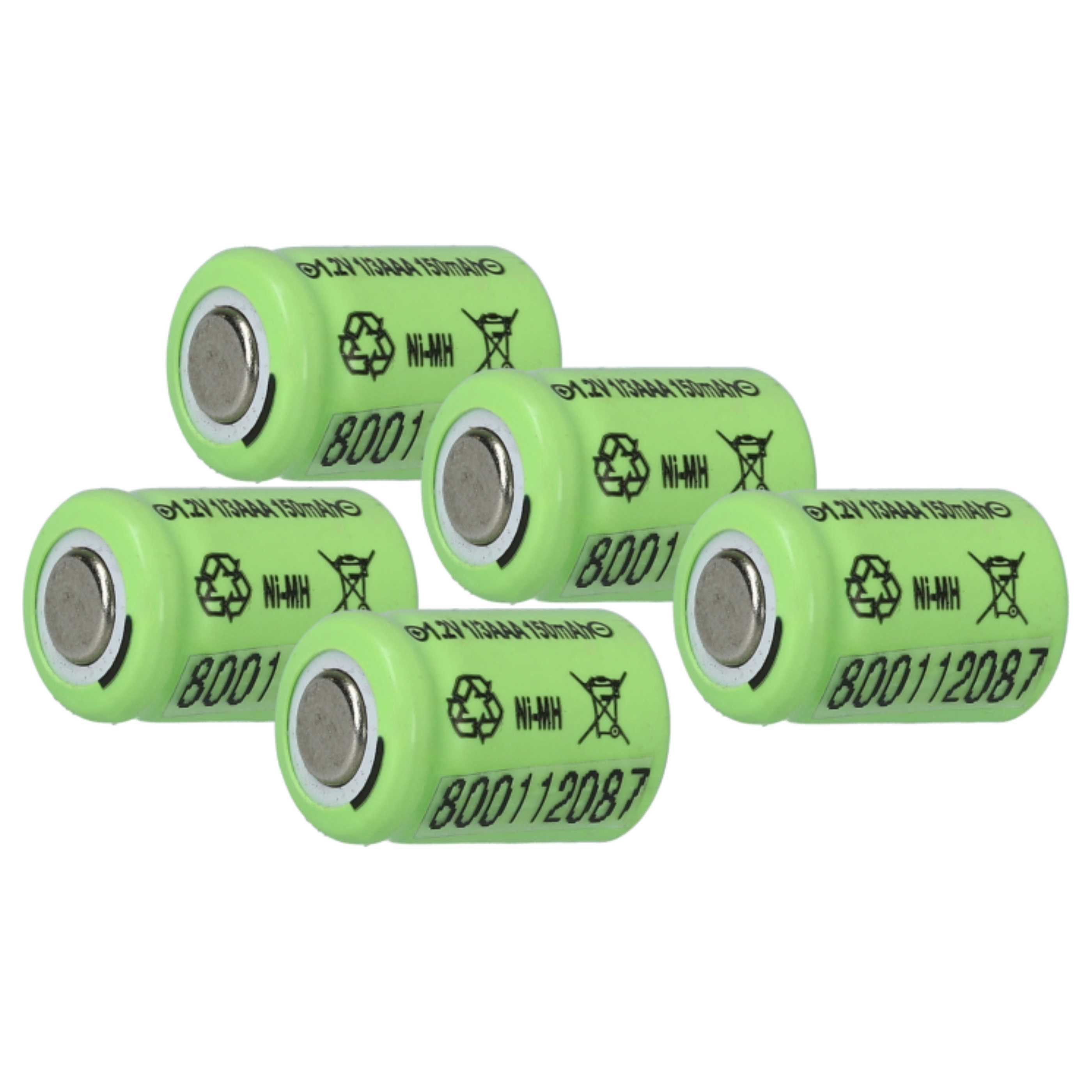 vhbw Zelle Ersatz für 1/3AAA für Modellbau / verschiedenes (150 mAh, 1,2 V, Akku Zelle 150 mAh (1,2 V, 5 St), Leistungsfähige Akkuzelle für Ihre RC Modelle, Jede Zelle wird