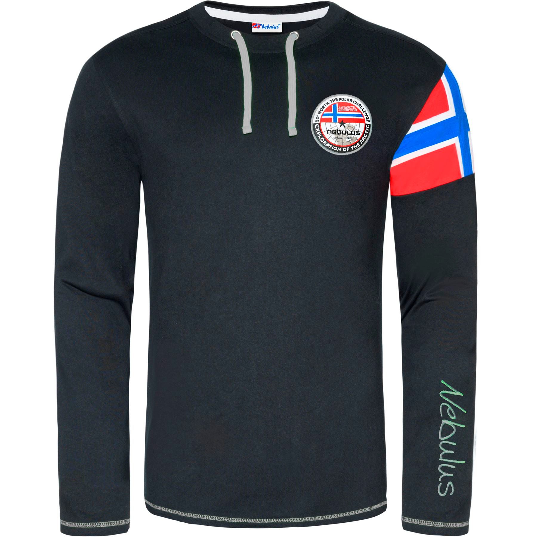Nebulus Langarmshirt FRERK, P6671 - Herren, schwarz-grau, 3XL