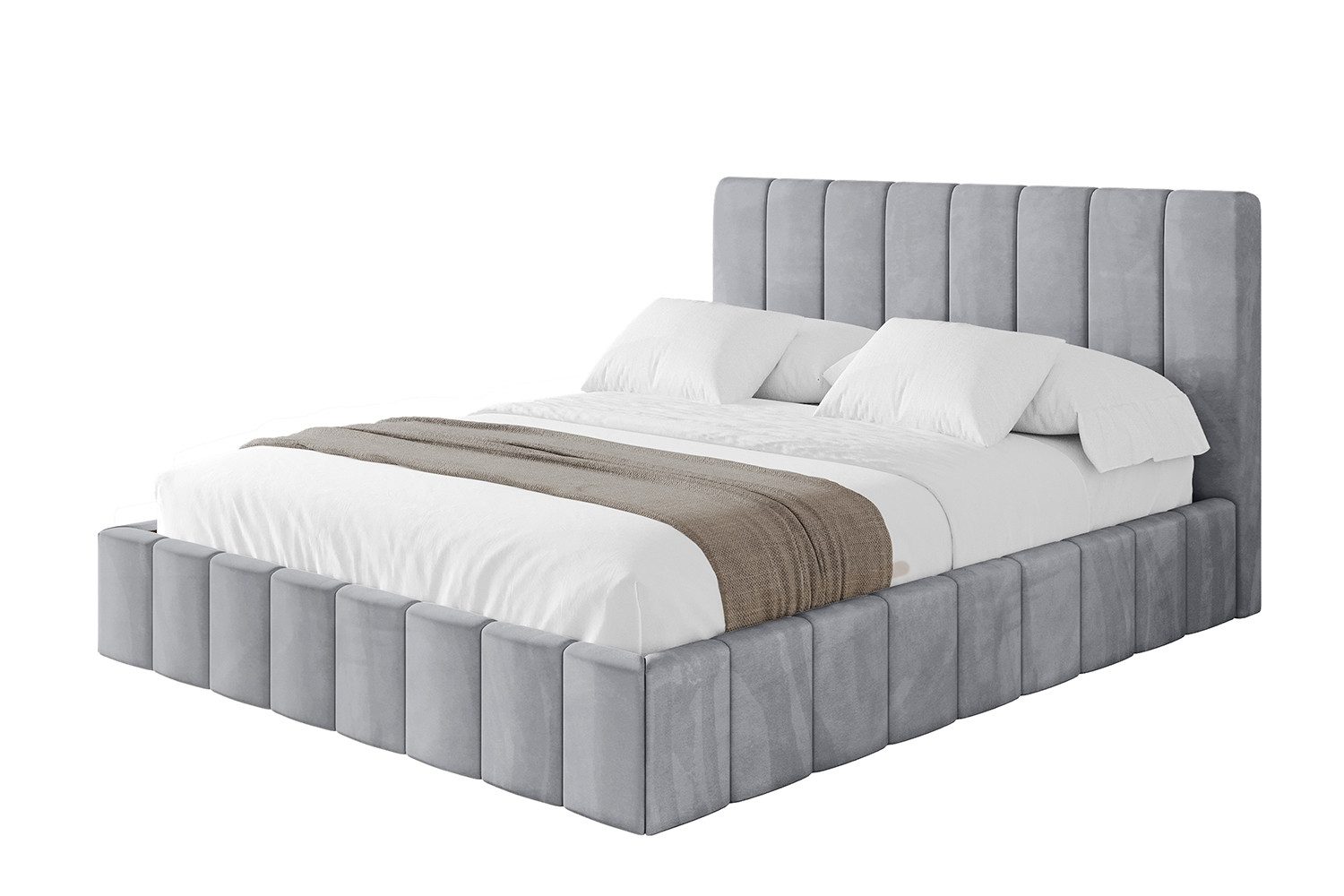 ALTDECOR Polsterbett FINO (Polsterbett mit Bettkasten und Lattenrost, Boxbett mit Matratze), Doppelbett mit Stauraum, Bett mit Kopfteil