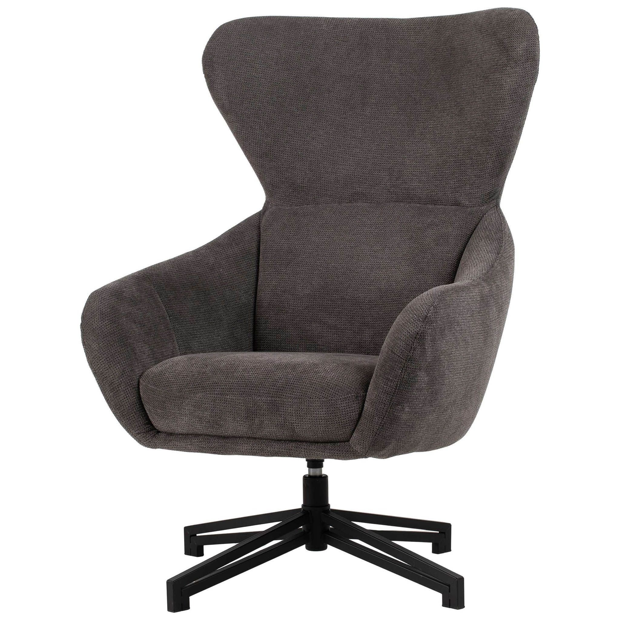 bene living Ohrensessel Marconia - drehbar - dunkelgrau (Indoor-Möbelset, 1-St), durchgehende Arm- und Rückenlehne - stabiles Metall-Gestell