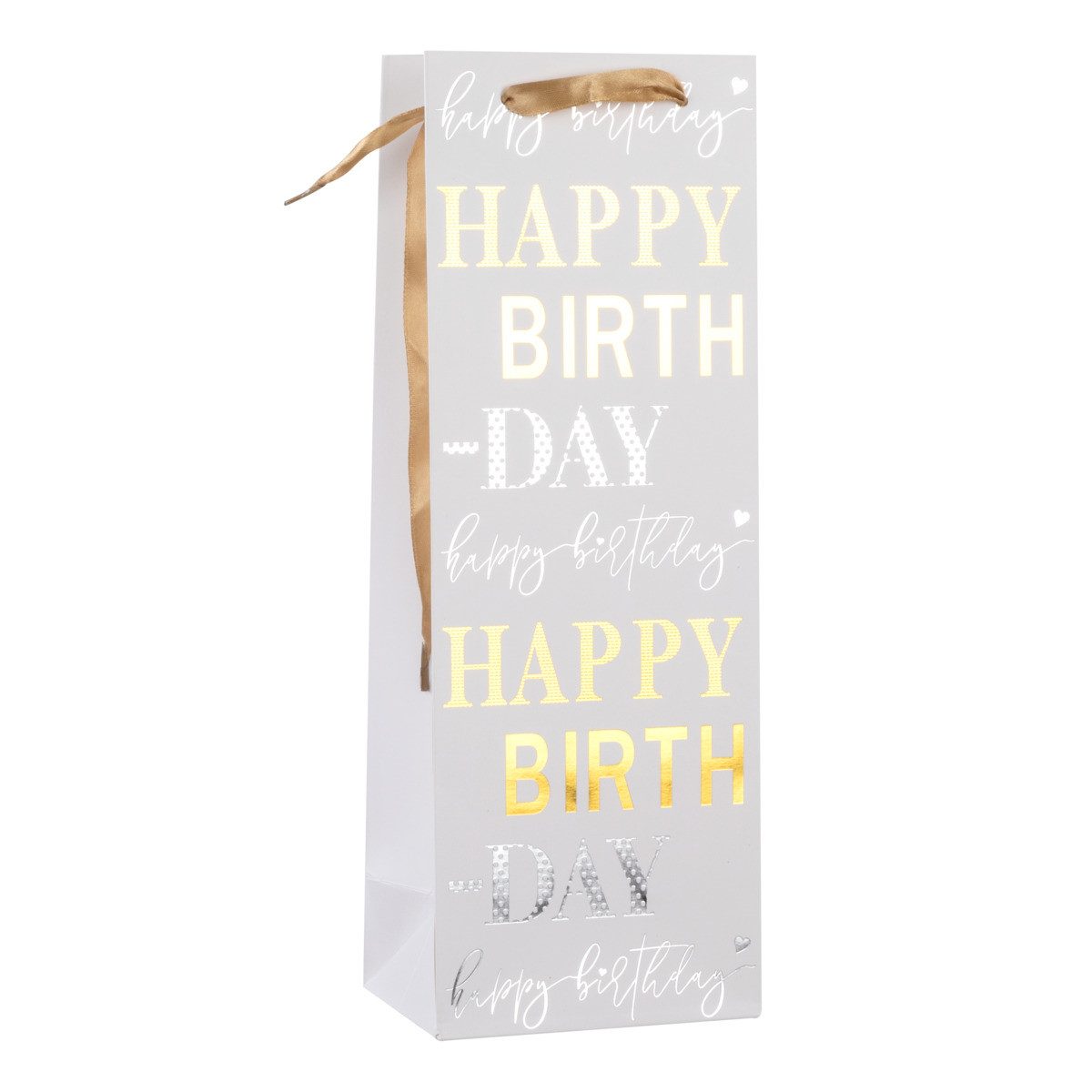 Idena Tragetasche Idena Flaschentasche Happy Birthday weiß 12,5x35x9xcm 210g/m² Heißpräg