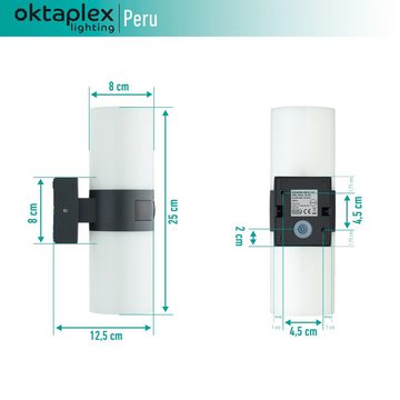 Oktaplex lighting LED Außen-Wandleuchte Peru IP65, Bewegungsmelder, LED fest integriert, Warmweiß, Wandleuchte LED IP65 Außenbeleuchtung 1900 Lumen anthrazit