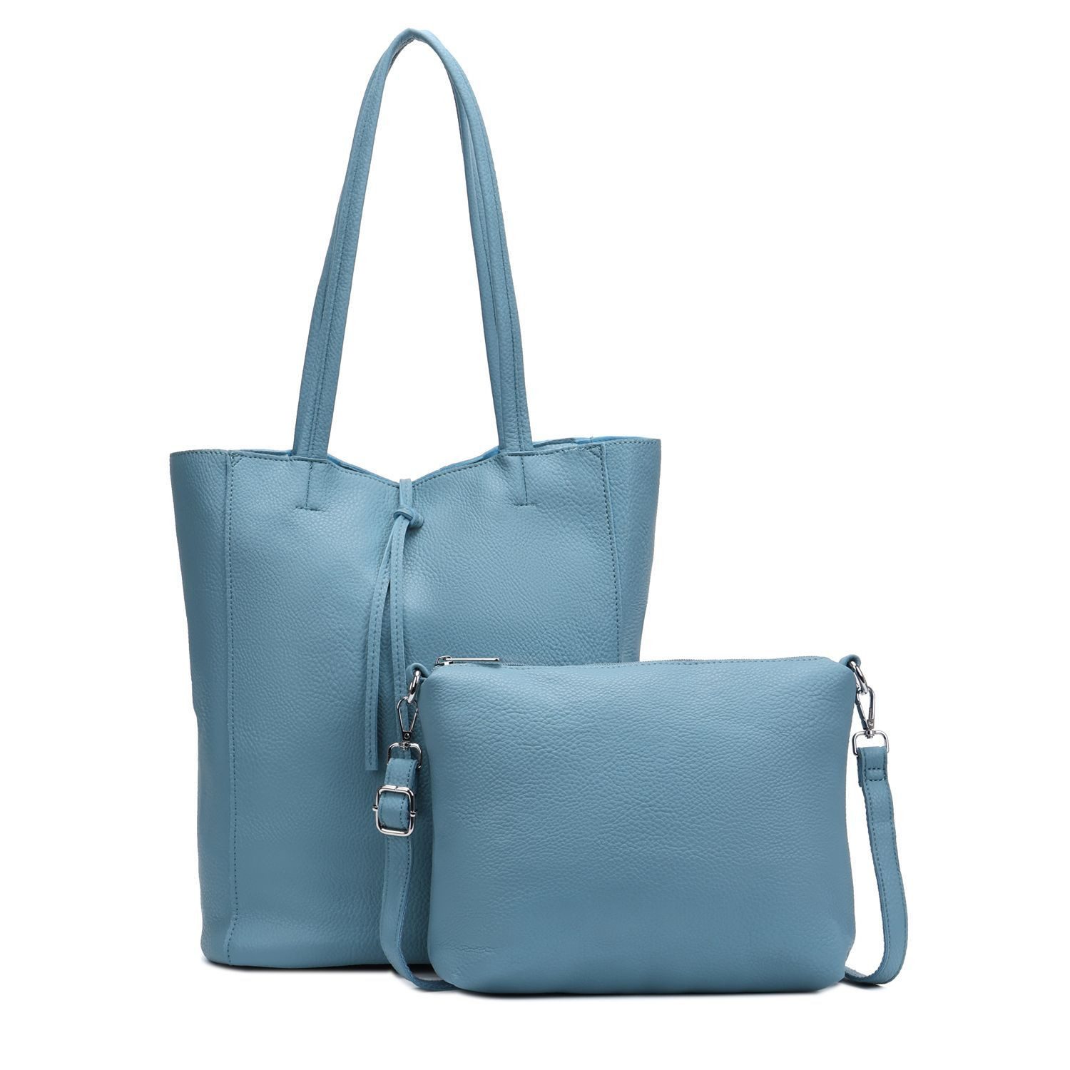 ITALYSHOP24 Schultertasche SET 2in1 Damen Tasche Umhängetasche XXL Shopper, Leichtgewicht Hobo + Crossbody Bag / Schmucktasche