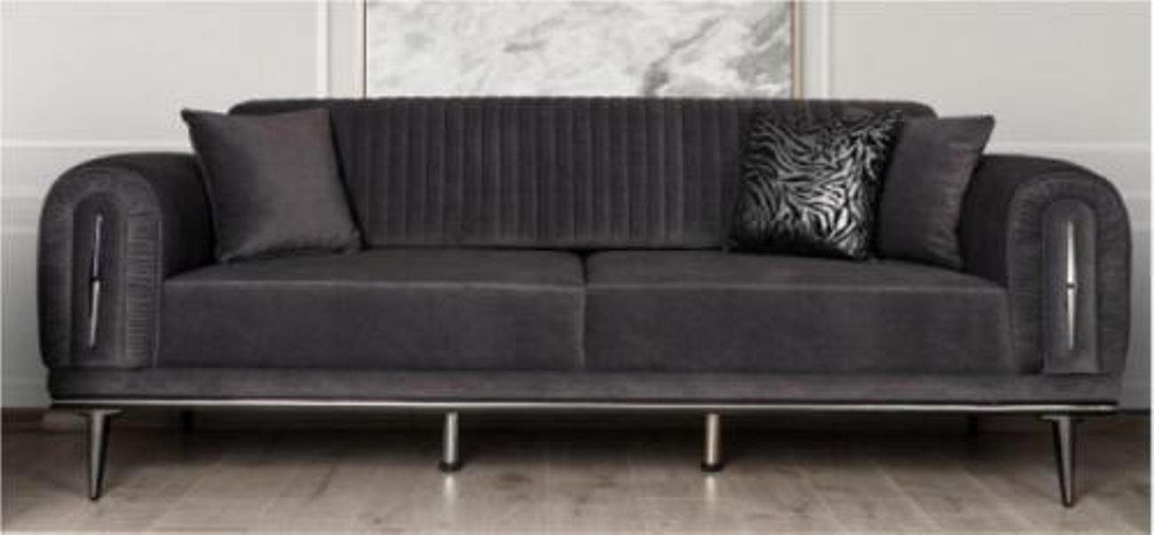 JVmoebel 3-Sitzer Dreisitzer Couch 3 1 Schwarz, Sitz Teile, Platz Polster in Sofa Europa Einrichtung Made Couchen