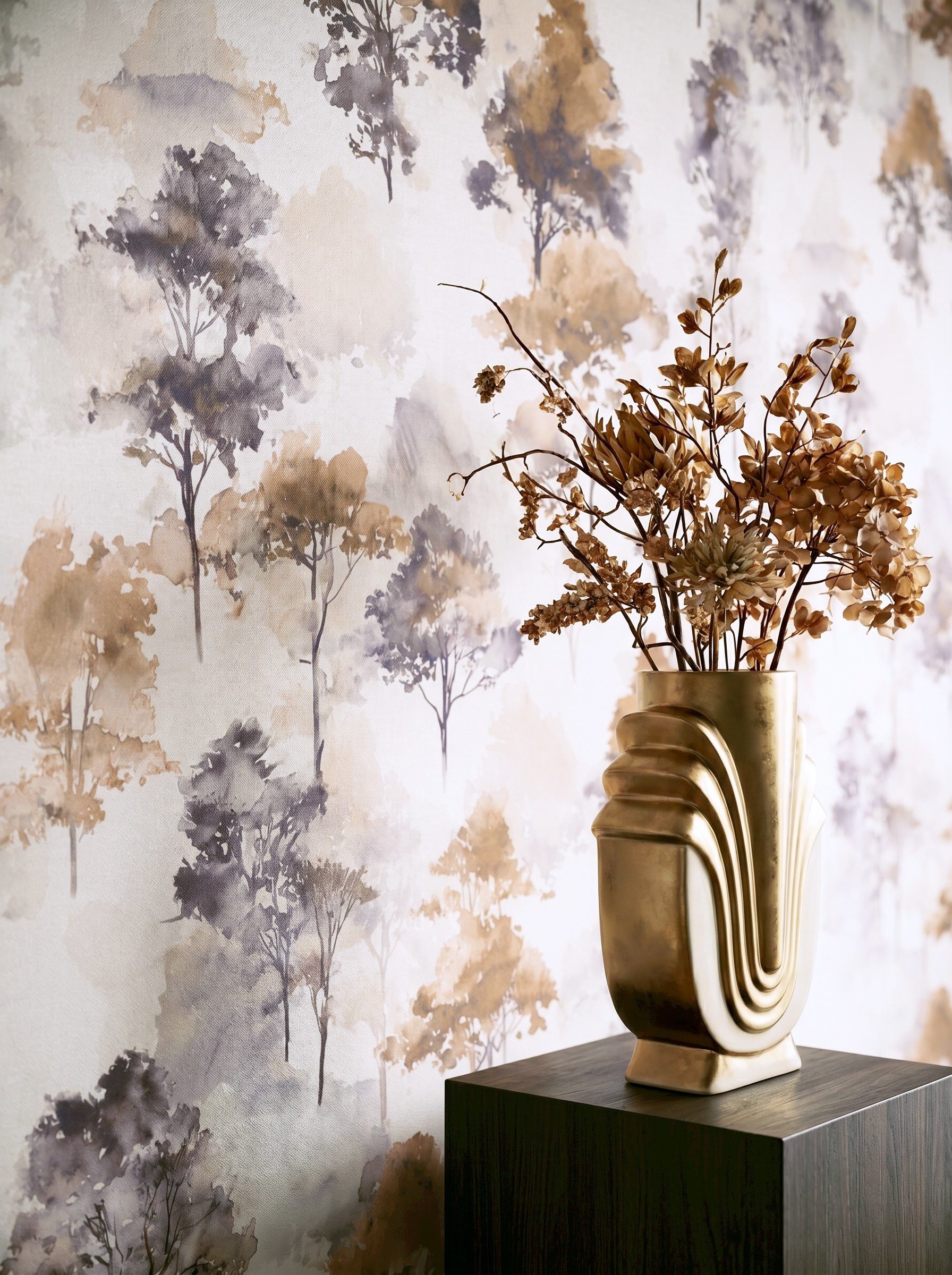 Newroom Vliestapete Amaris Braun Tapete Vliestapete Blumen, Floral, Blumenranke, strukturiert, Mustertapete
