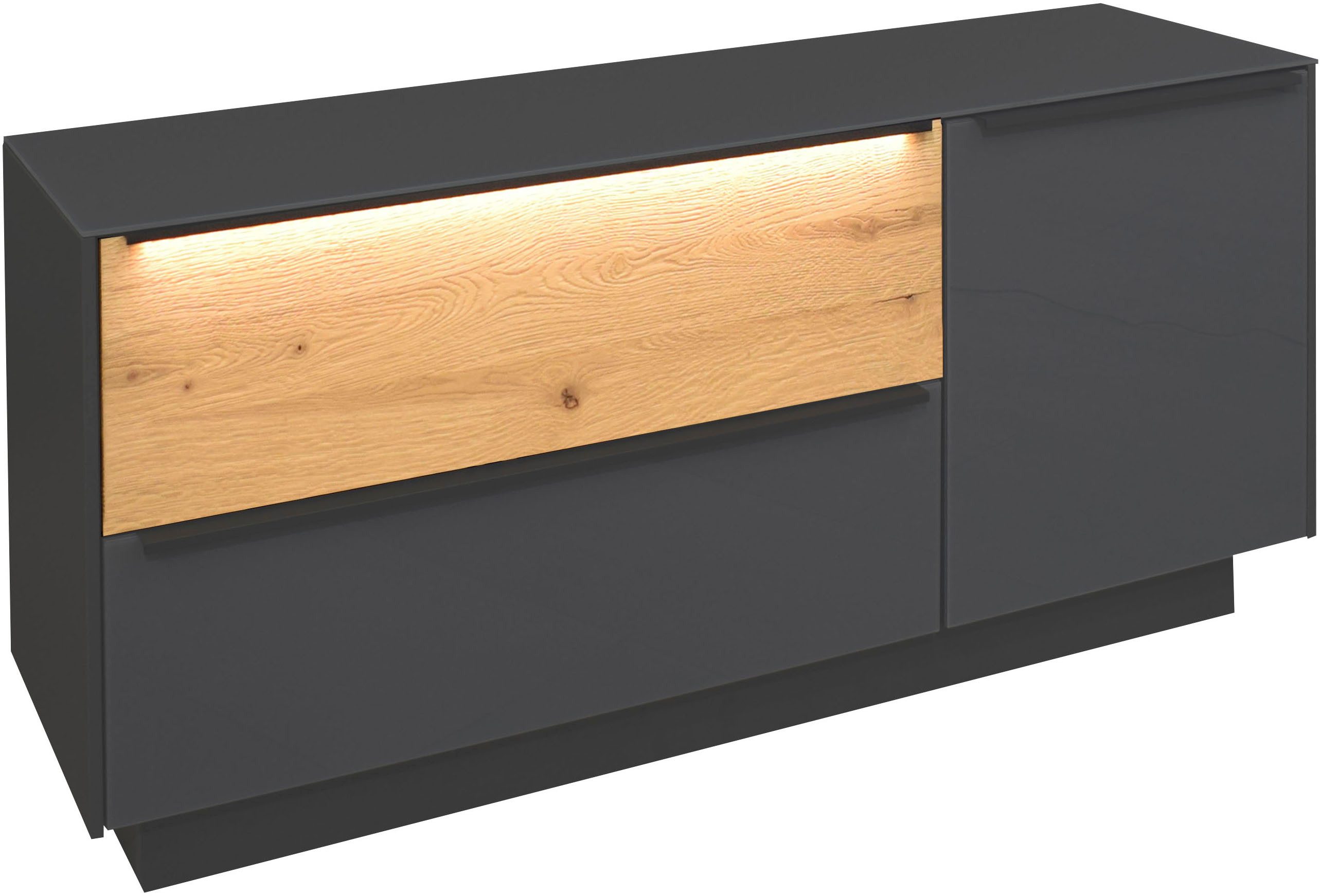 Mäusbacher Unterschrank Nova Garderobe Schubladenfront eiche massiv inkl. Griffbeleuchtung BHT 110x50x32 cm
