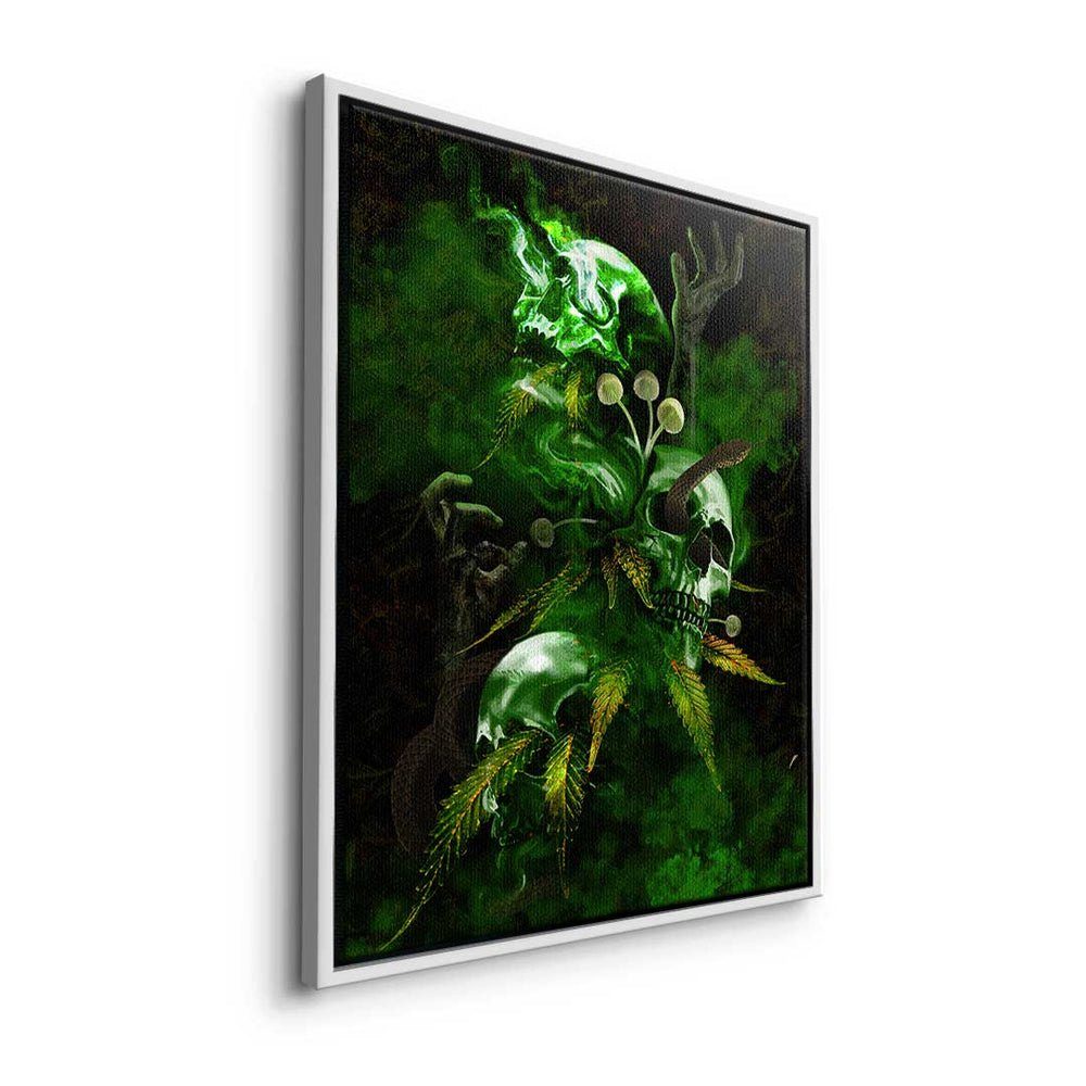 Leinwandbild, silberner Art Motivation Leinwandbild DOTCOMCANVAS® Rahmen - Premium Mindset - Death Pop - Green -