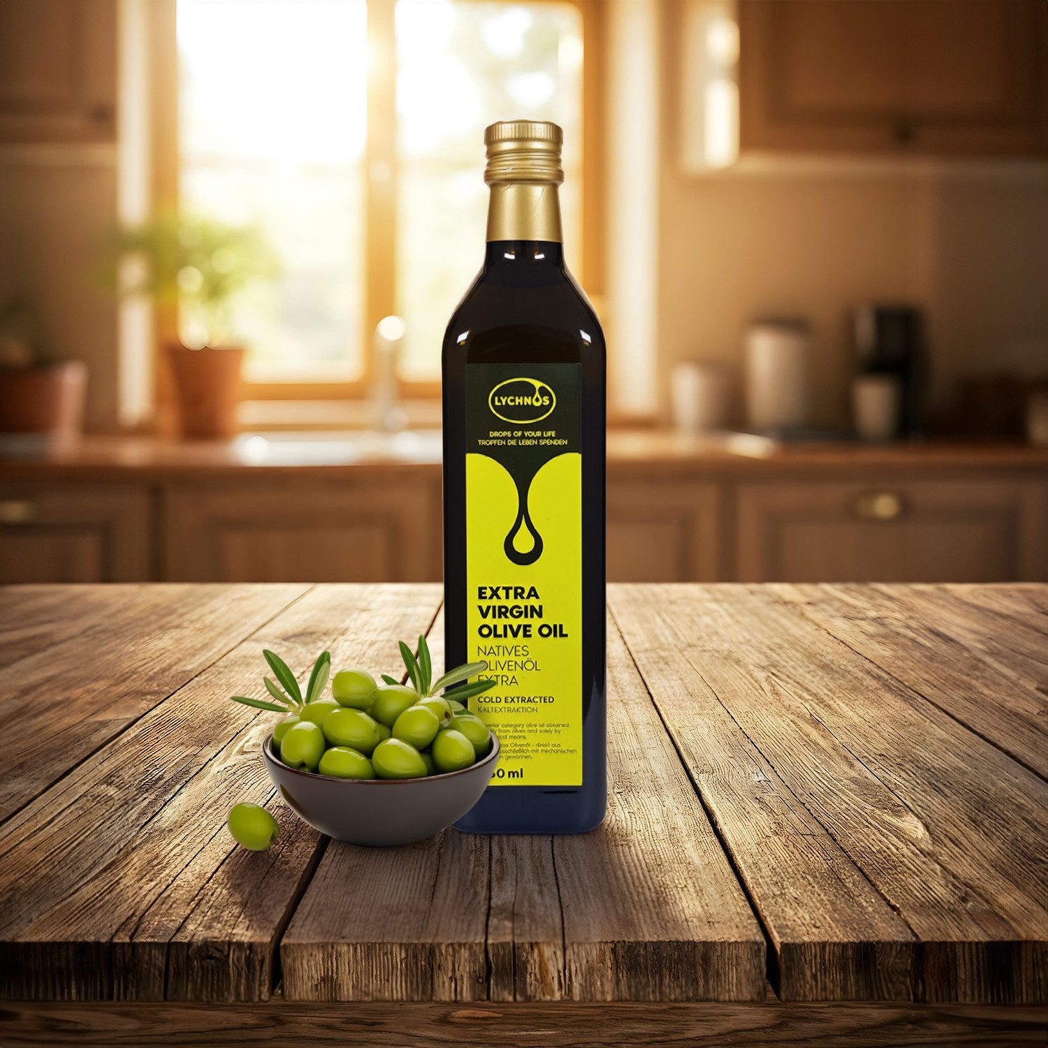 LYCHNOS Speiseöl Natives Olivenöl Extra – Kaltgepresst, Naturrein & Aromatisch 750ml, 750 ml, 100 % Natürlich, Neue Ernte