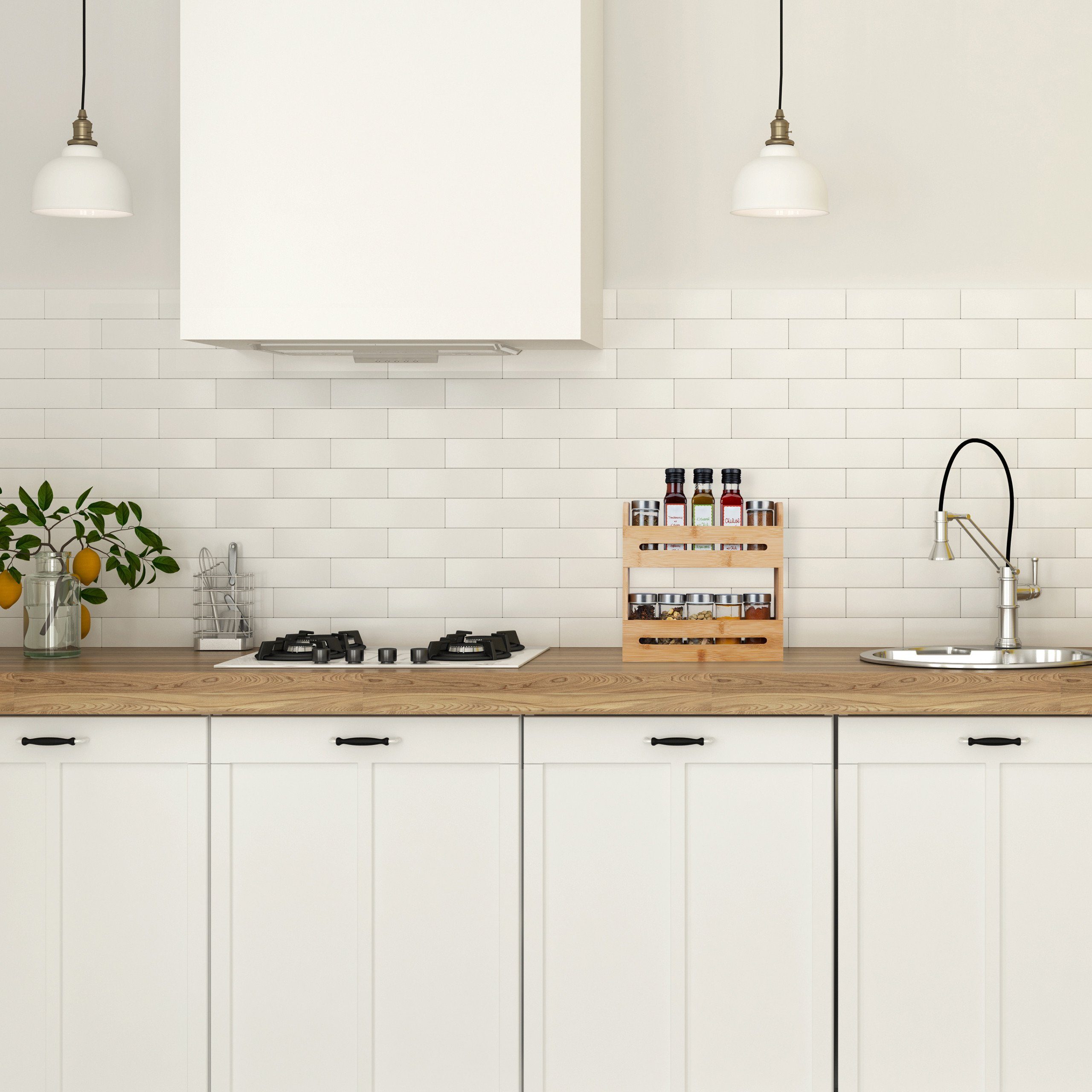 relaxdays Gewürzregal Bambus Gewürzregal mit 2 Etagen günstig online kaufen