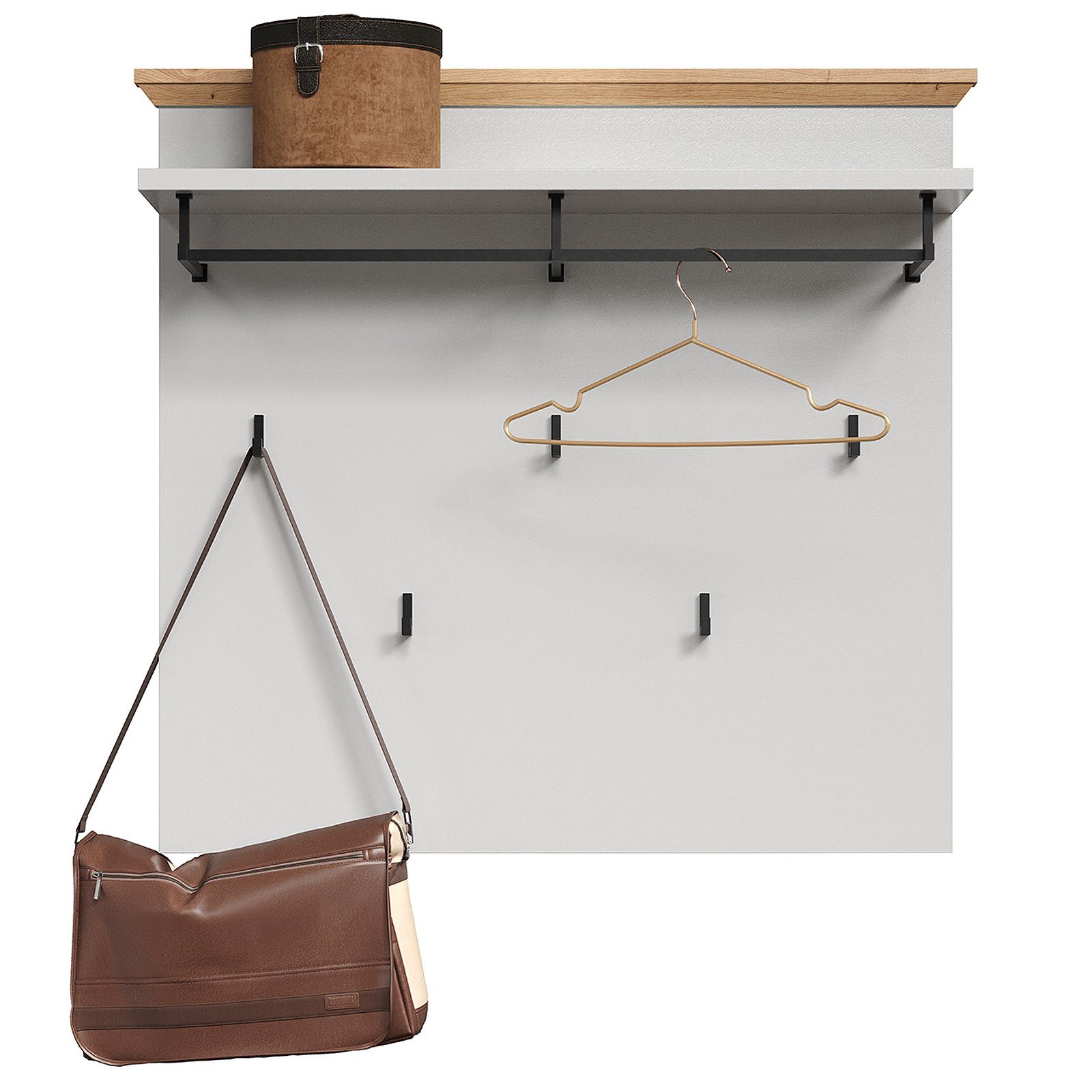 trendteam Garderobenpaneel Landside grau, Garderobe Kleiderstange Kleiderhaken Flurgarderobe 91 x 106 x 27 cm