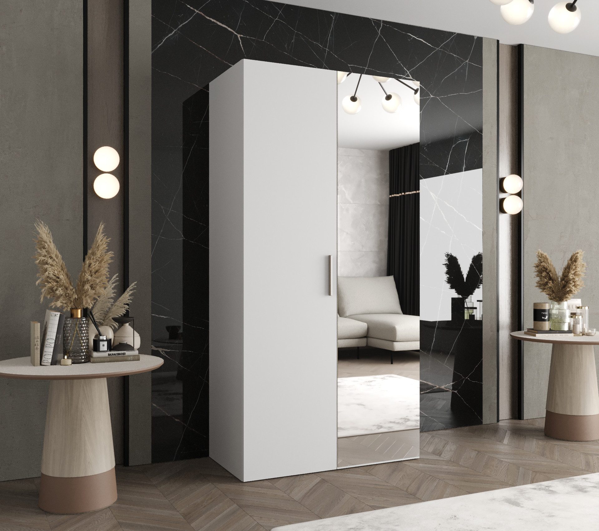 ABIKS MÖBEL Drehtürenschrank BARI 2 Schlafzimmerschrank mit Spiegel Kleider günstig online kaufen