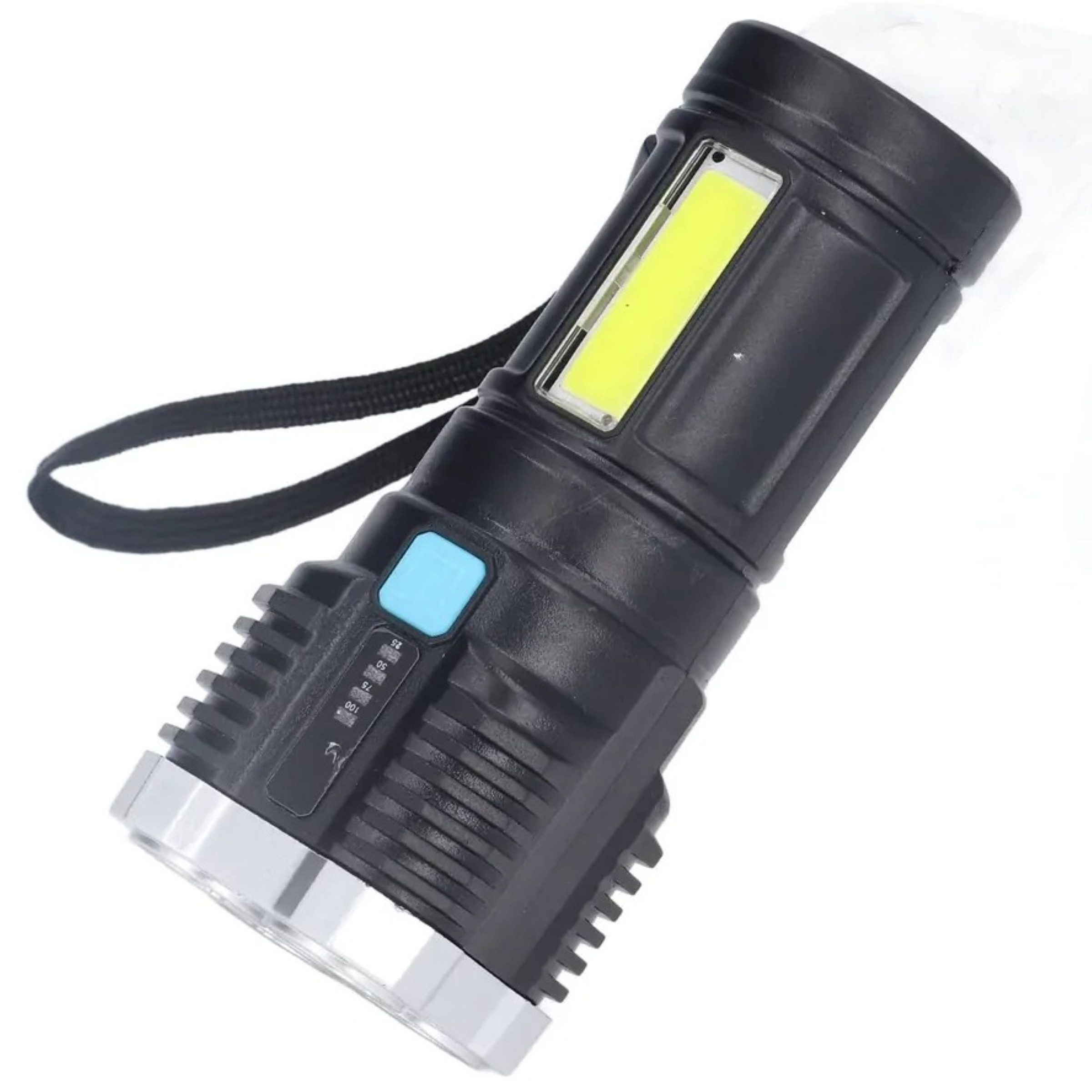 GENETIC System LED Taschenlampe Wiederaufladbarer Taschenlampe 5 LED-COB USB (5-LED-Taschenlampe per USB Kabel Aufladbar leicht und kompakt tragbar, Wiederaufladbarer 5-LED-Suchscheinwerfer USB inkl. Micro-USB-Kabel), Seitliches COB-Licht, 4 Lichtmodi, wiederaufladbar, kompakt, IP64