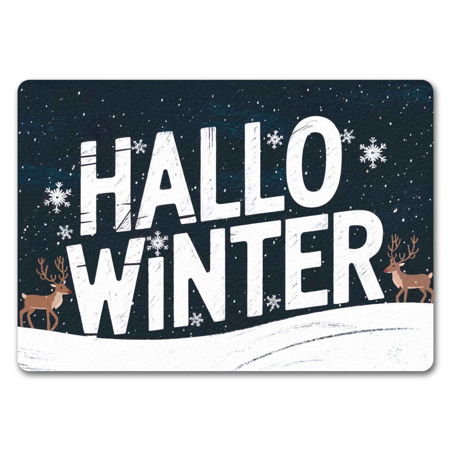 Fußmatte Wintergruß Fußmatte in 35x50 cm ohne Rand - Hallo Winter