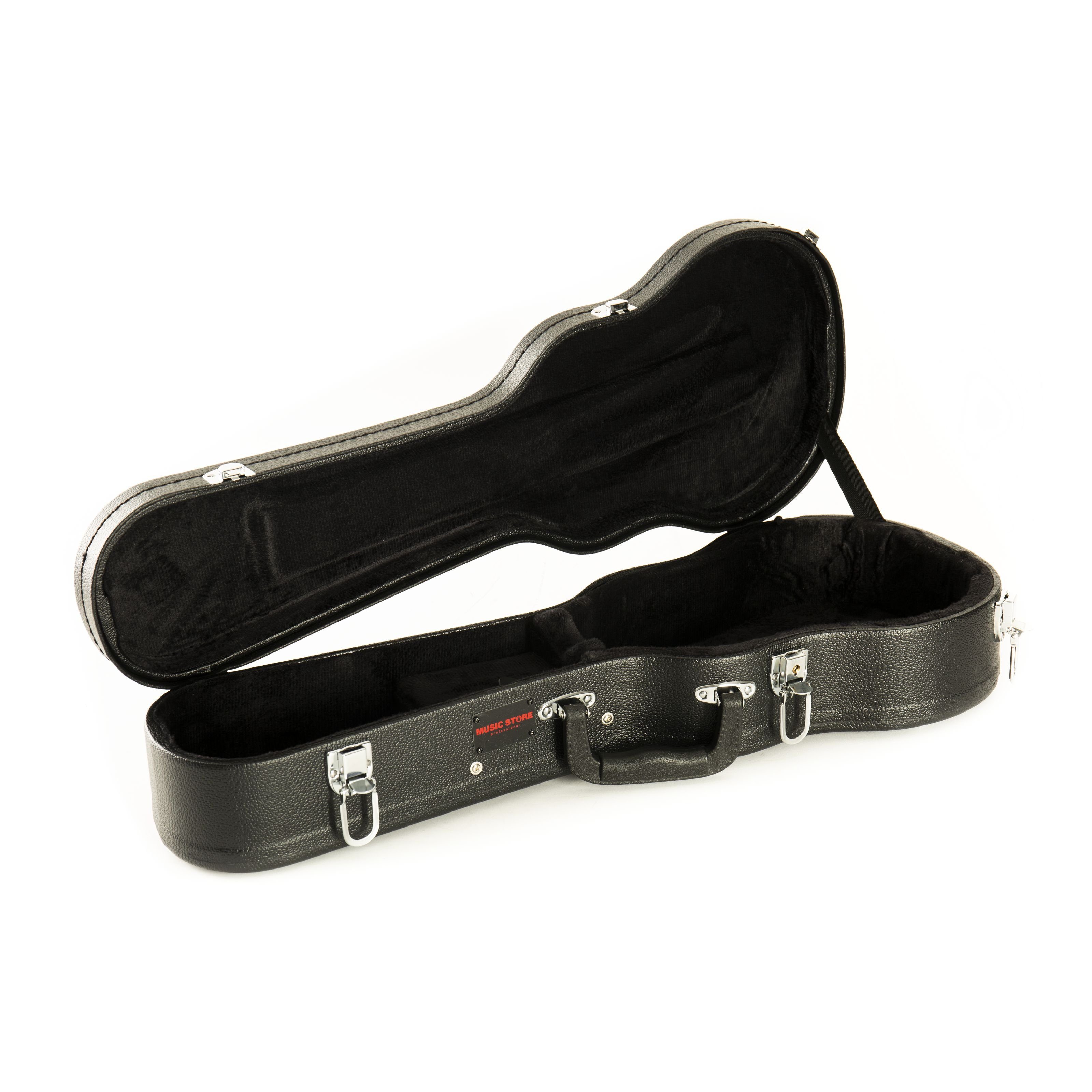 MUSIC STORE Ukulelen-Koffer, Concert Ukulele Case, Schwarzer Tolex-Bezug, Gepolstertes Innenfutter