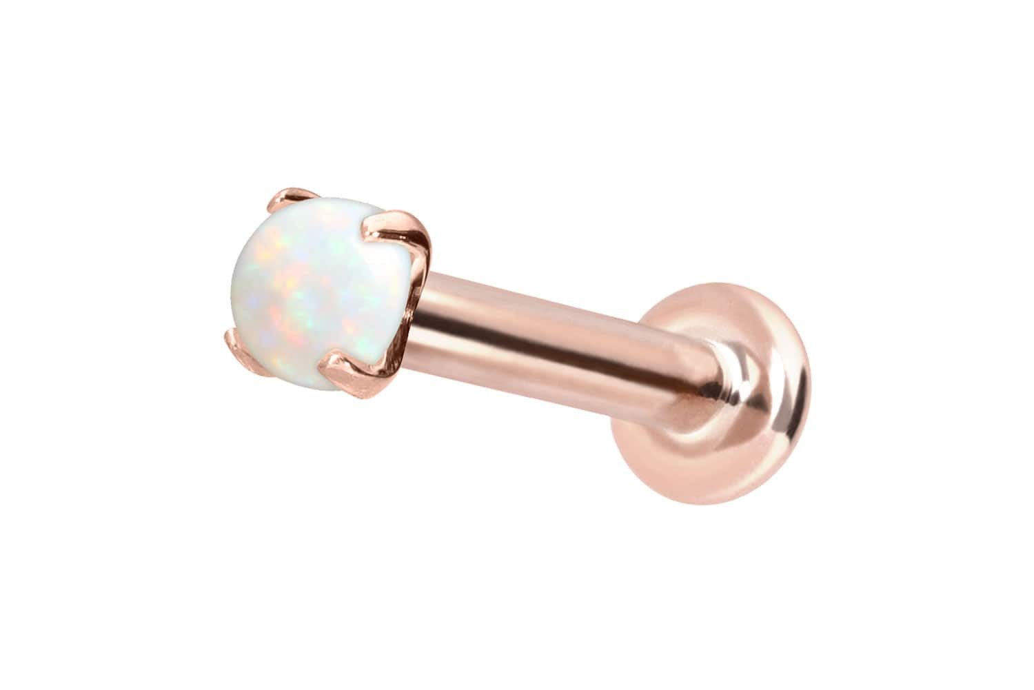 PIERCINGLINE Piercing-Set 14 Karat Gold Labret mit Innengewinde SYNTHETISCHER OPAL (Labrets, 1-tlg)
