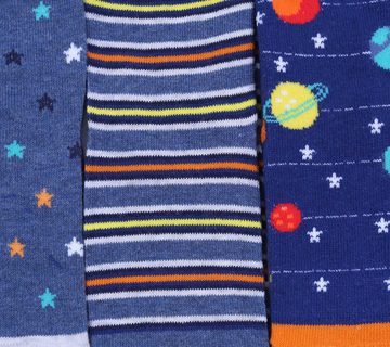 Sarcia.eu Haussocken 5 x blaue Socken „kosmische Muster“ 6-12 Monate