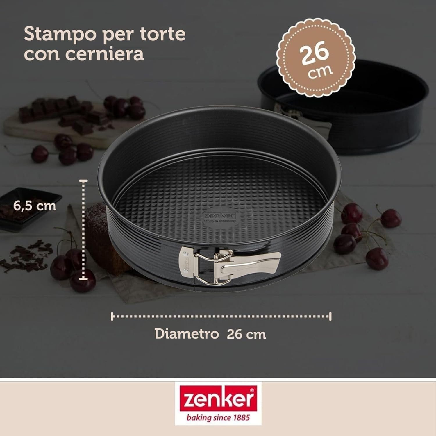 Zenker Springform Springform Ø 26 cm runde Kuchenform Backform mit Rand Tortenform, antihaftbeschichtet