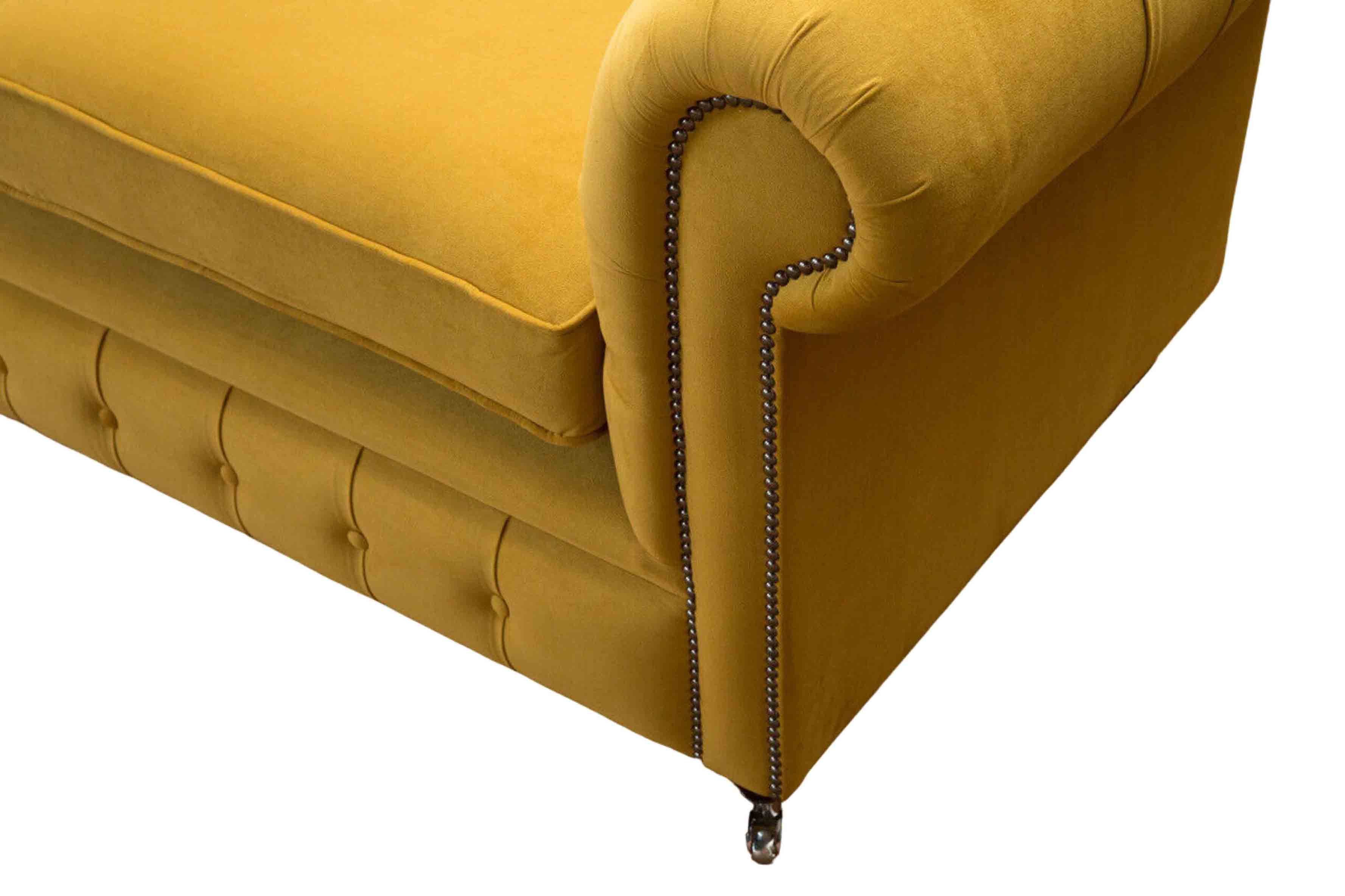 WEICHEM SENFGELBEM 3-SITZIGES CHESTERFIELD-SOFA SAMT AUS Chesterfield-Sofa JVmoebel